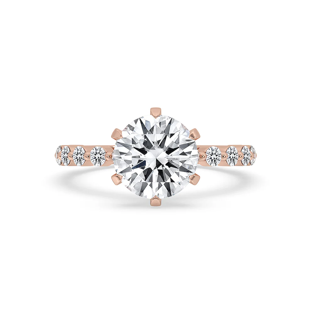 Round Cut Diamond Engagement Ring In Rose Gold