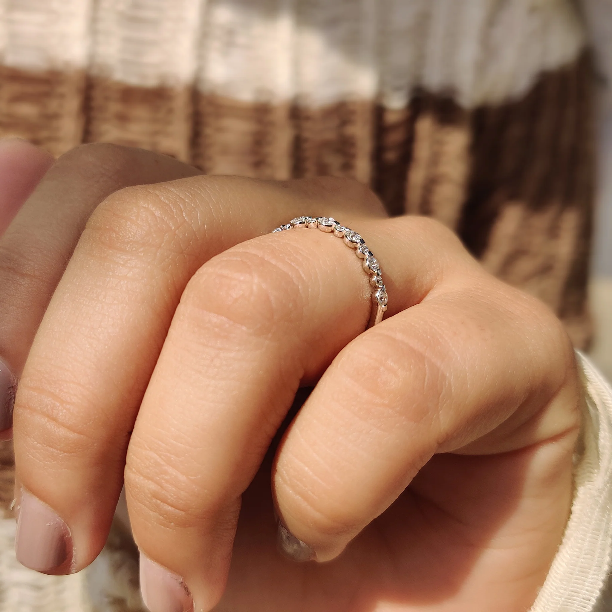 Moissanite Round Cut Half Eternity Band - Image 5