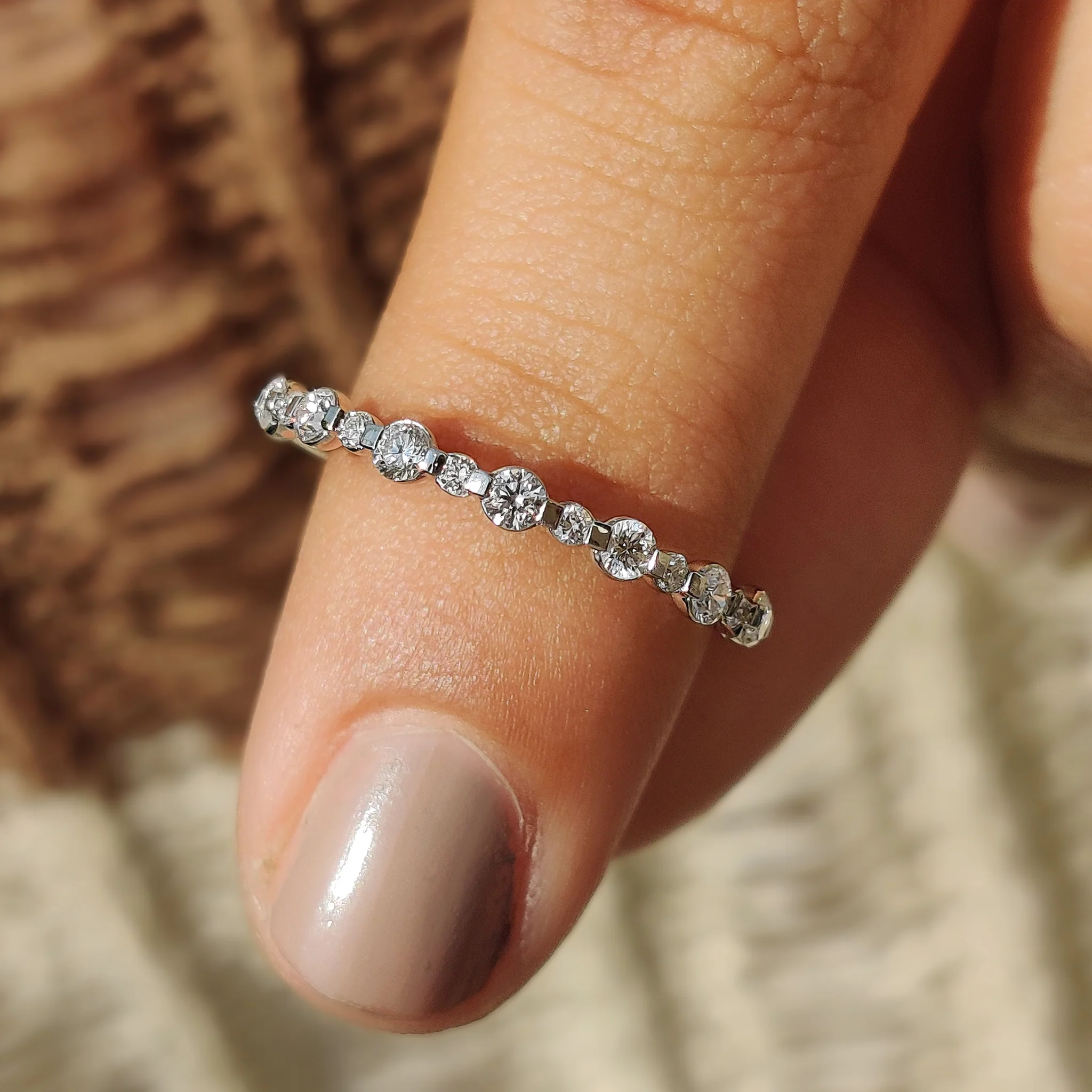 Moissanite Round Cut Half Eternity Band - Image 9