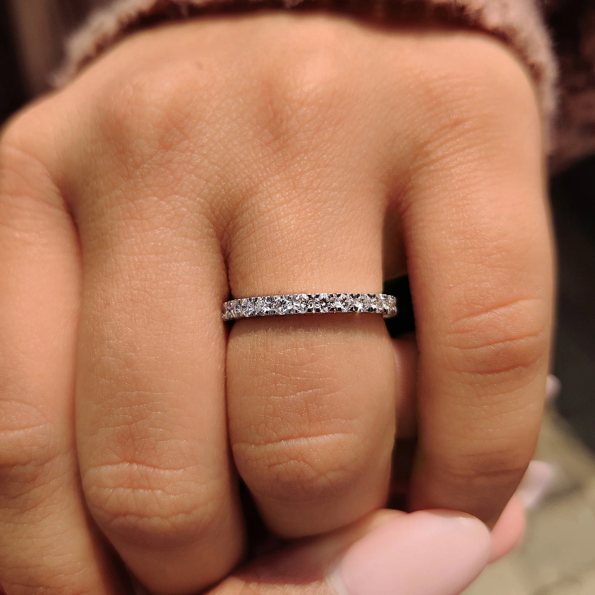 Round Cut Diamond White Gold Eternity Band - Image 6