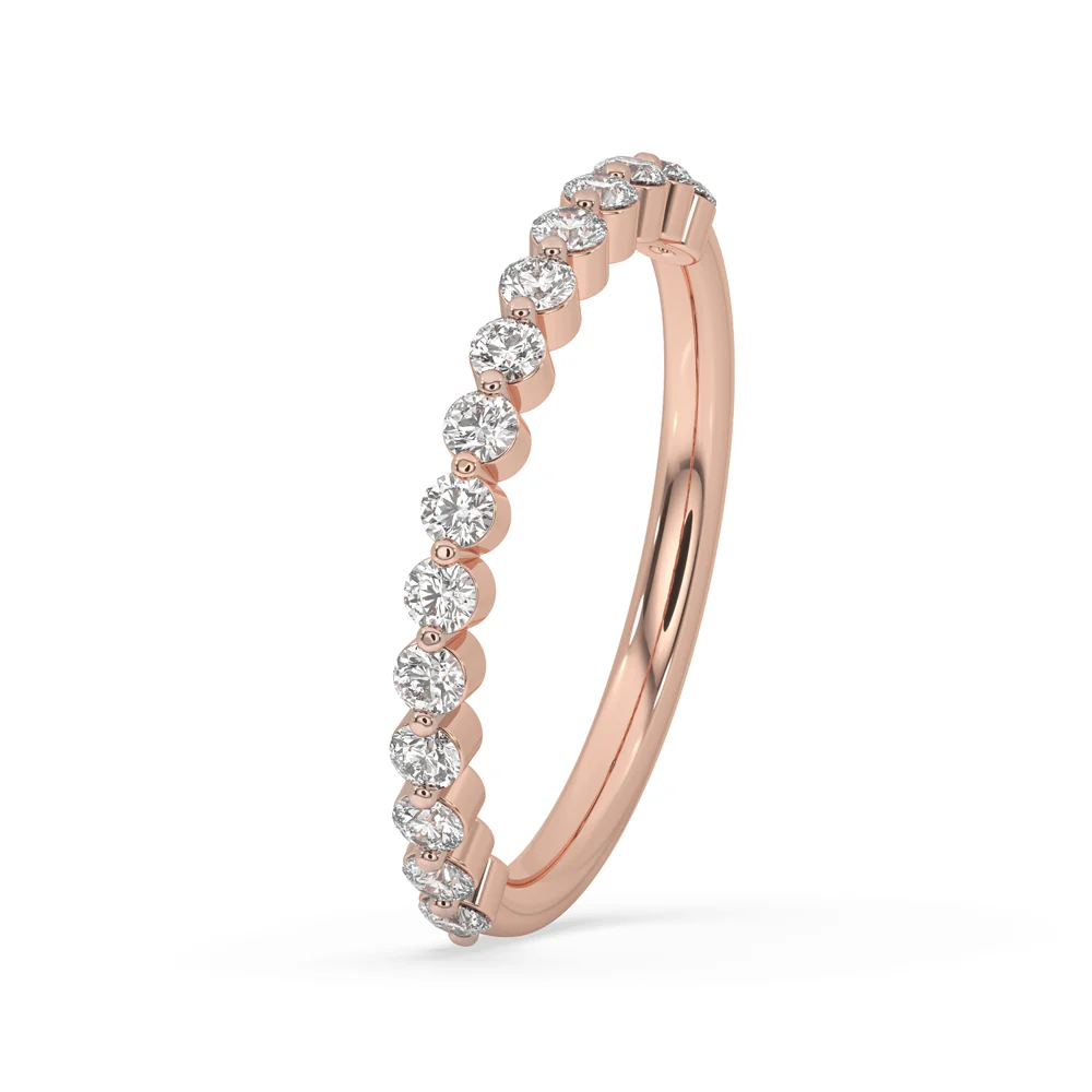 Round Cut Diamond With Rose Gold Wedding Band - Image 3