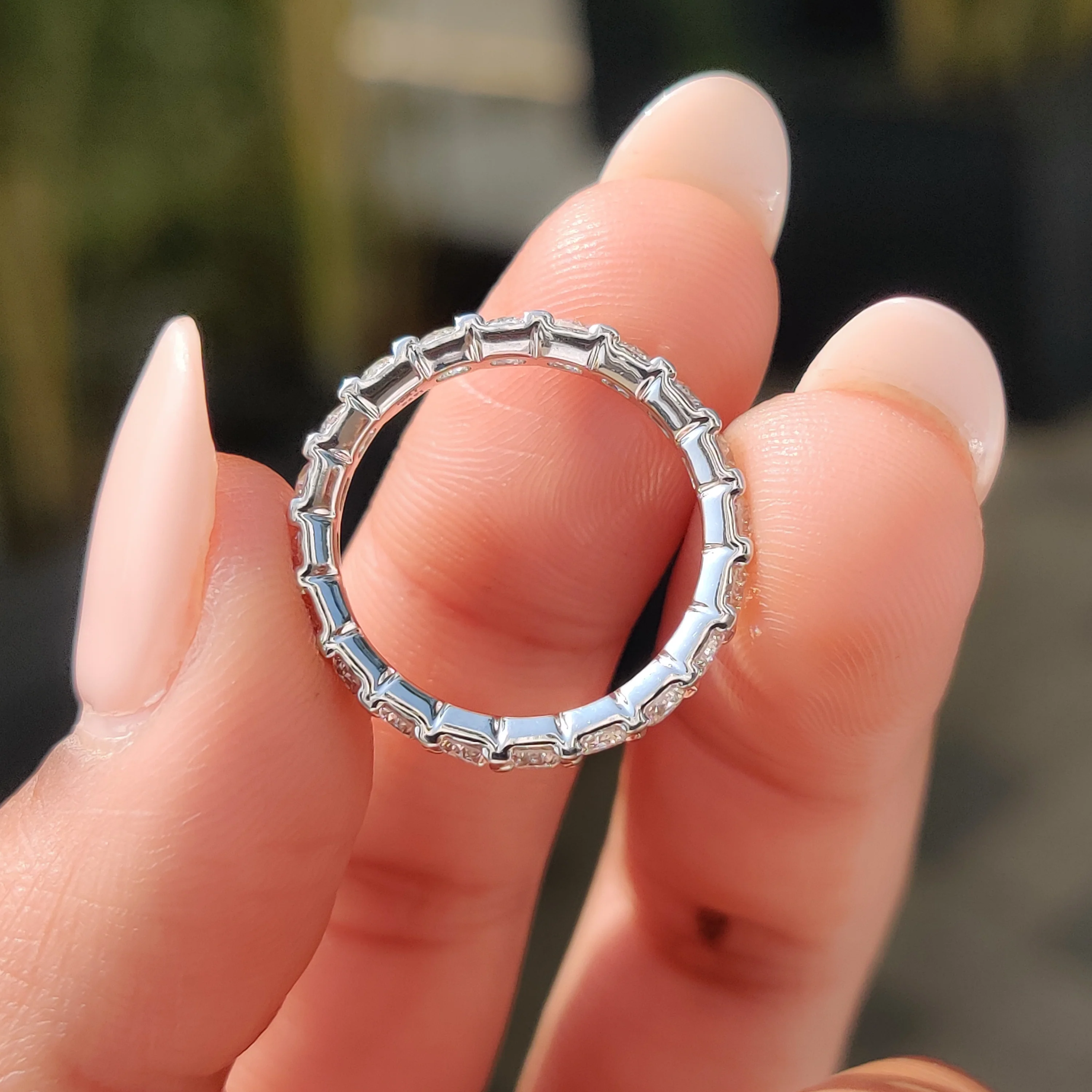 Round Cut Eternity Band In Secure Prong Setting - Image 7