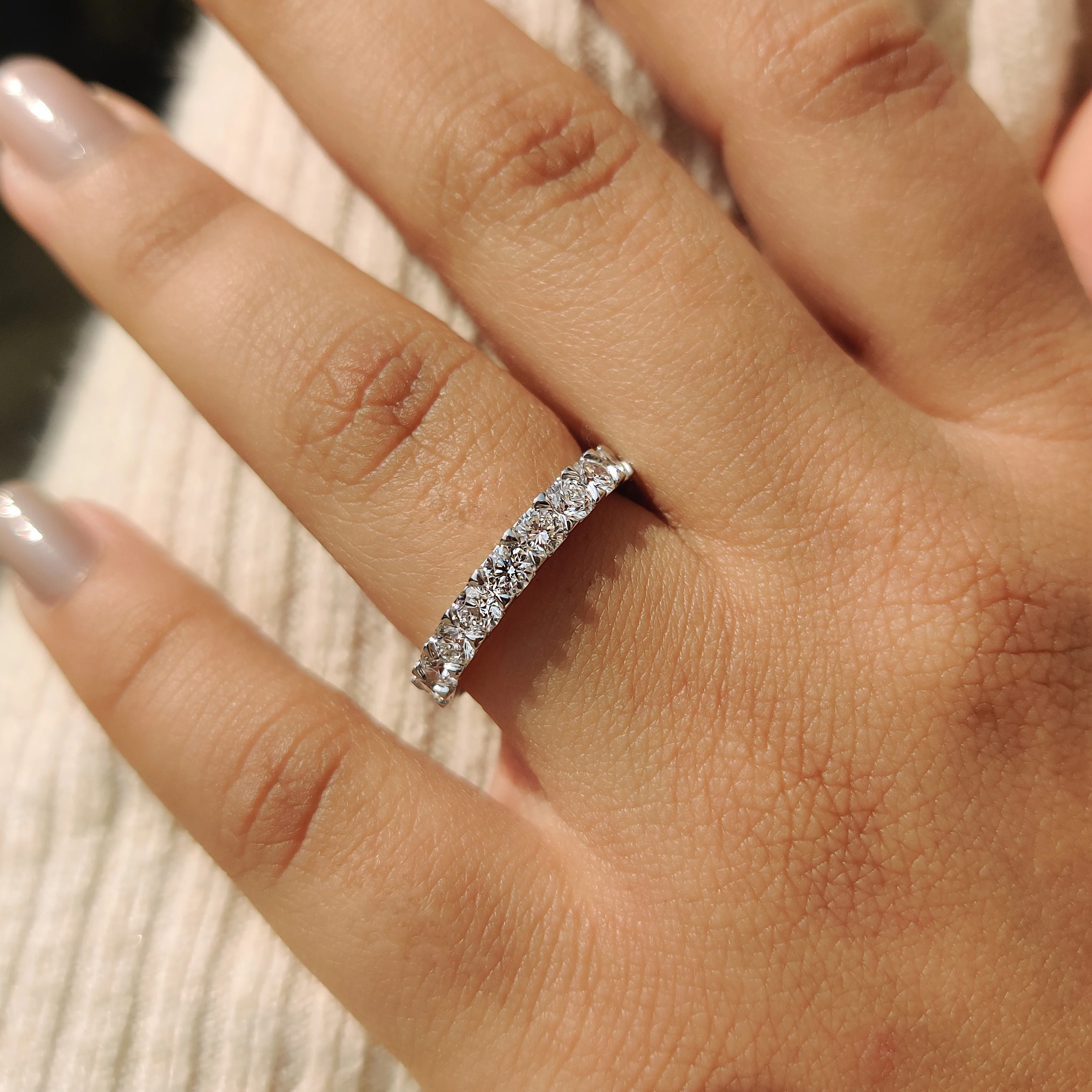 Round Cut Eternity Band In Secure Prong Setting - Image 8