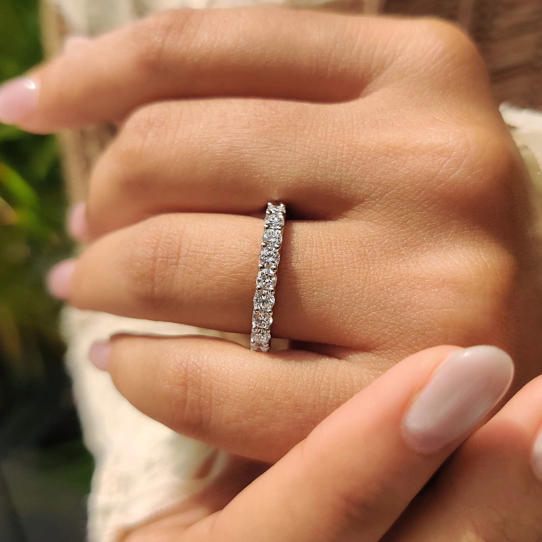 Round Cut Full Eternity Band With Trellis Setting - Image 9