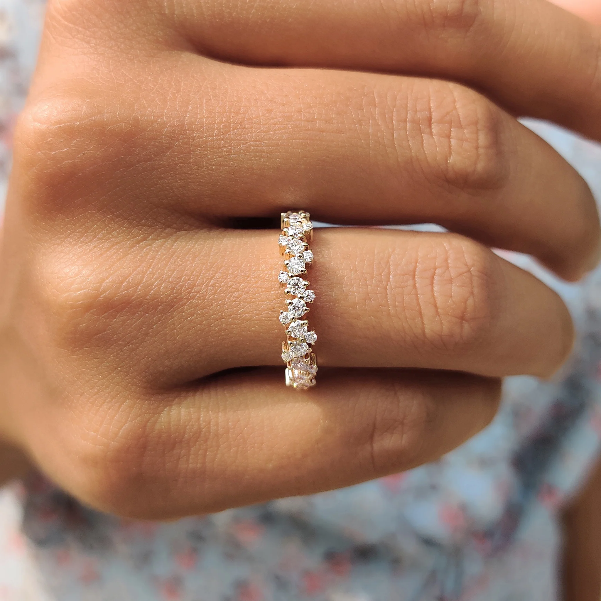 Round Cut Half Eternity Band In Zig Zag Setting - Image 2