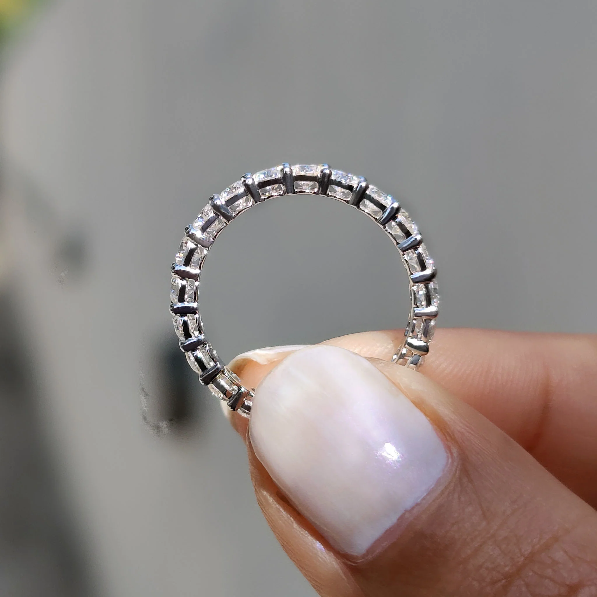 Round Cut Eternity Band in Moissanite with Prong Setting - Image 5