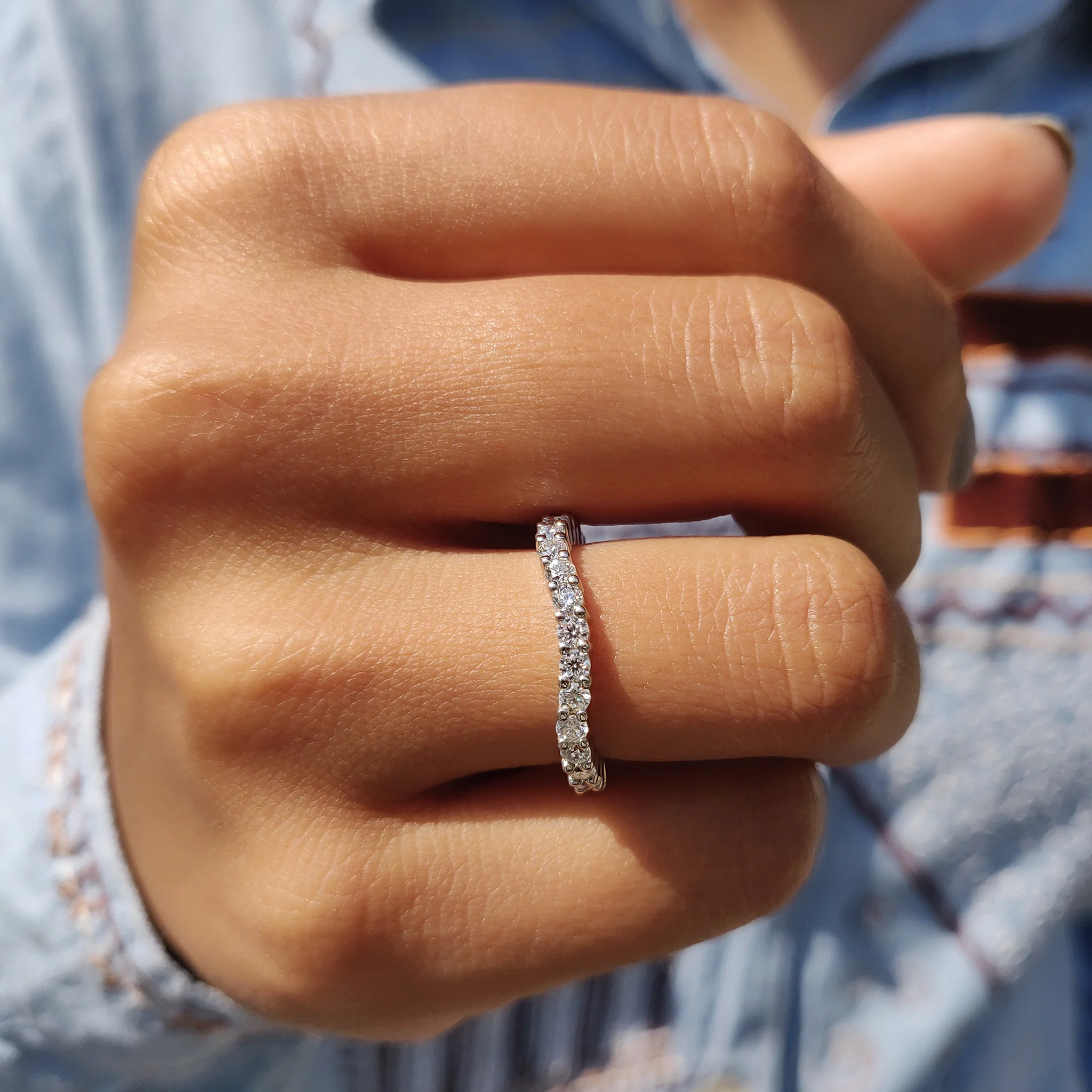 Round Cut Moissanite Half Eternity Band - Image 9