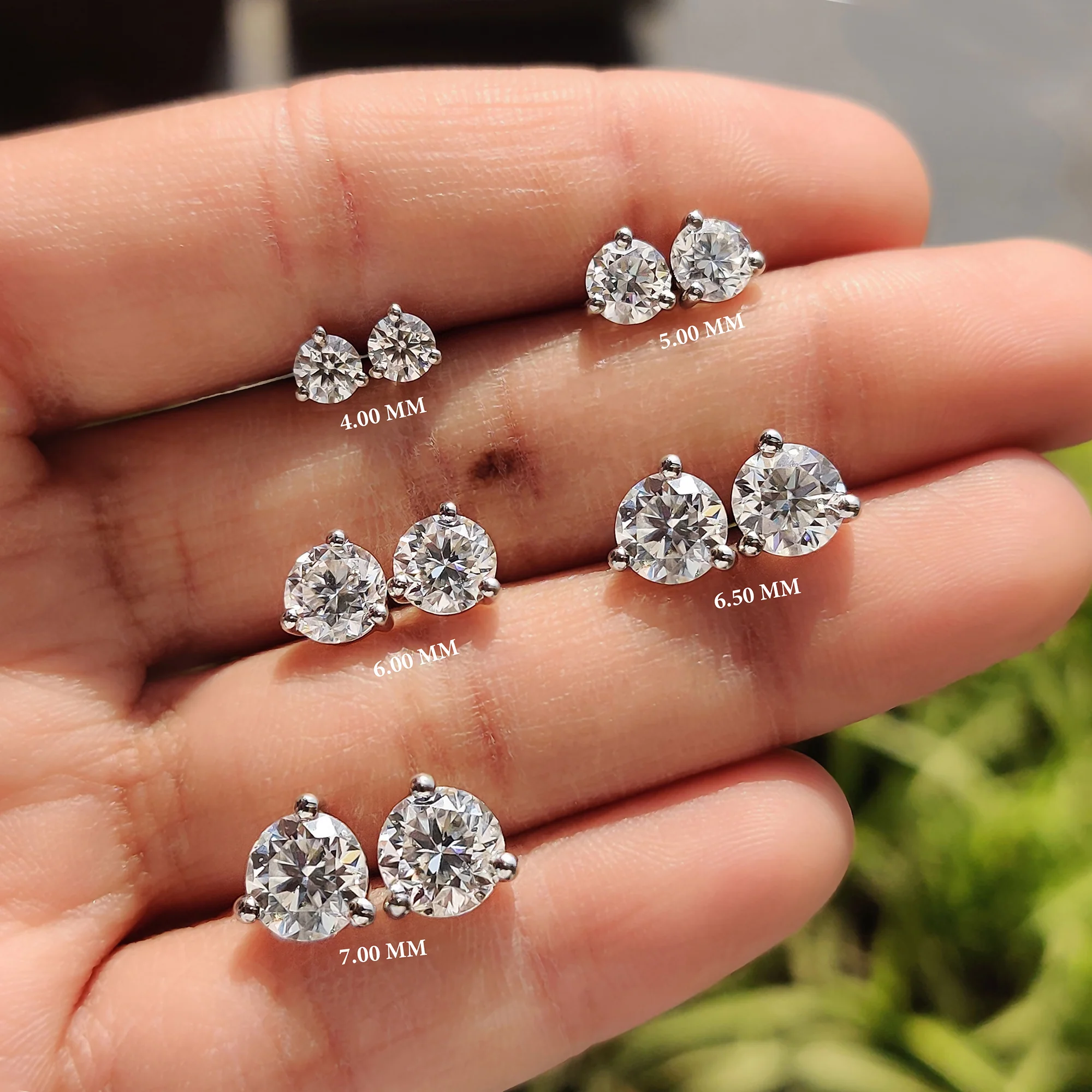 Round Cut Moissanite Stud Earrings - Image 3