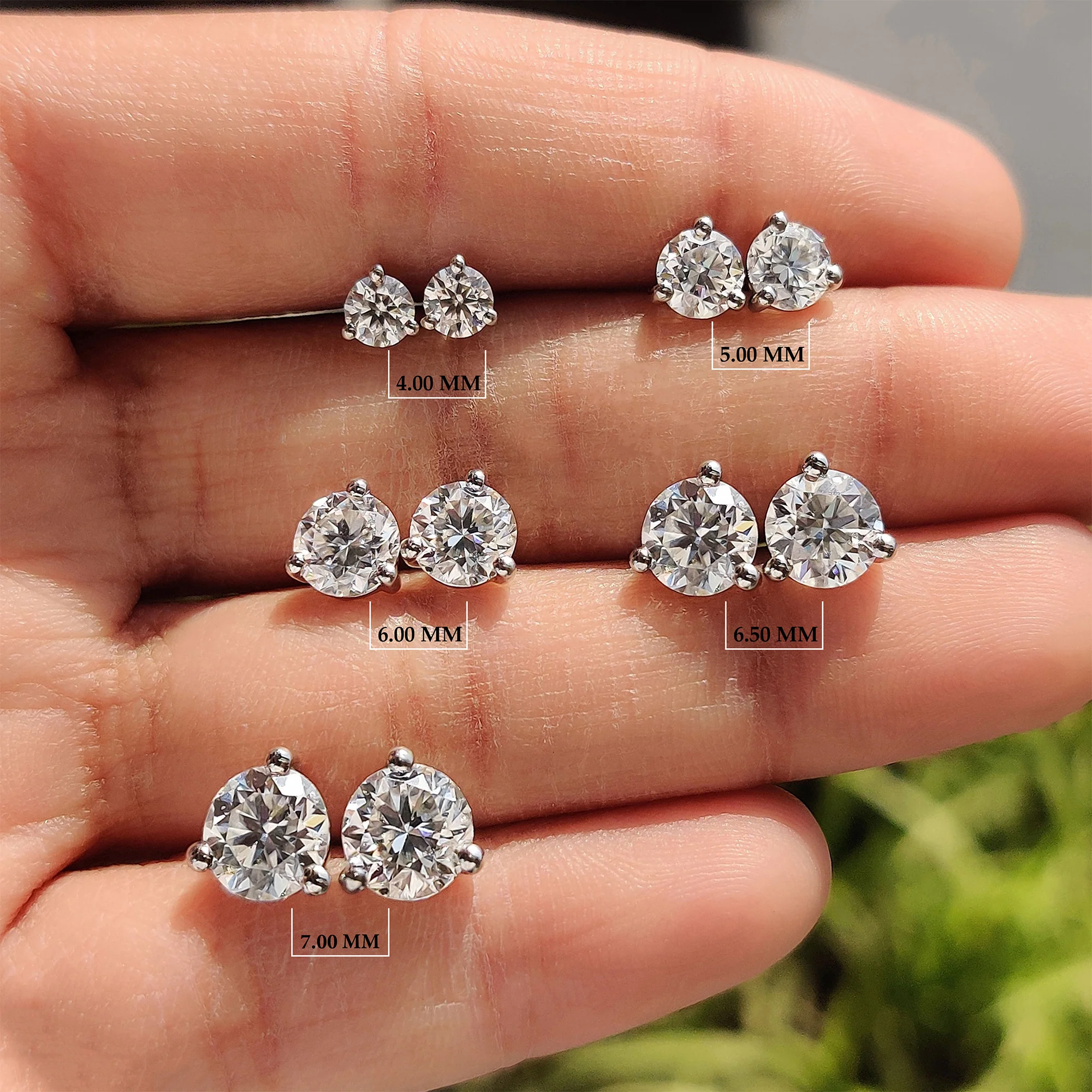 Round Cut Moissanite Stud Earrings - Image 7