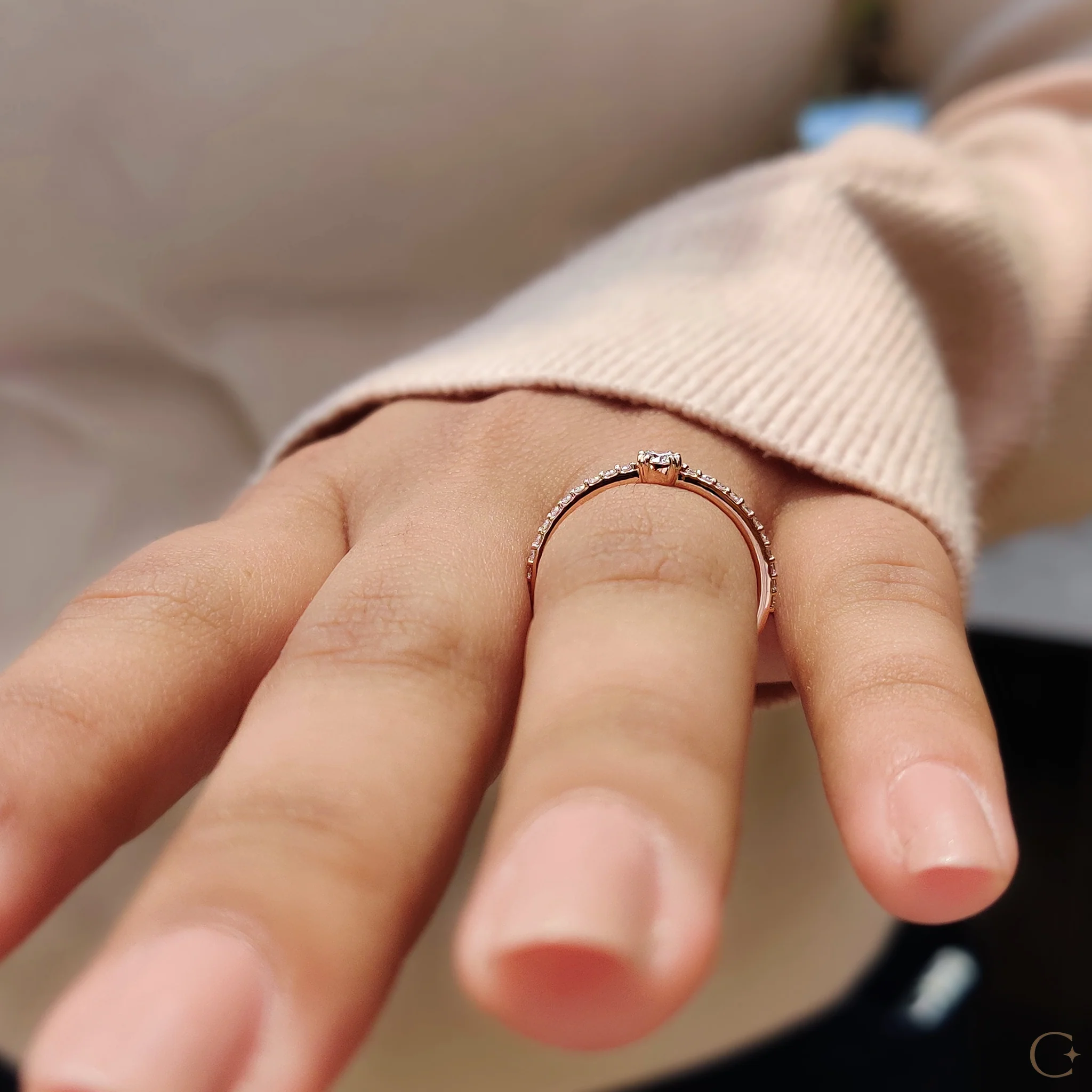 Round Cut Pave Diamond Ring - Image 7