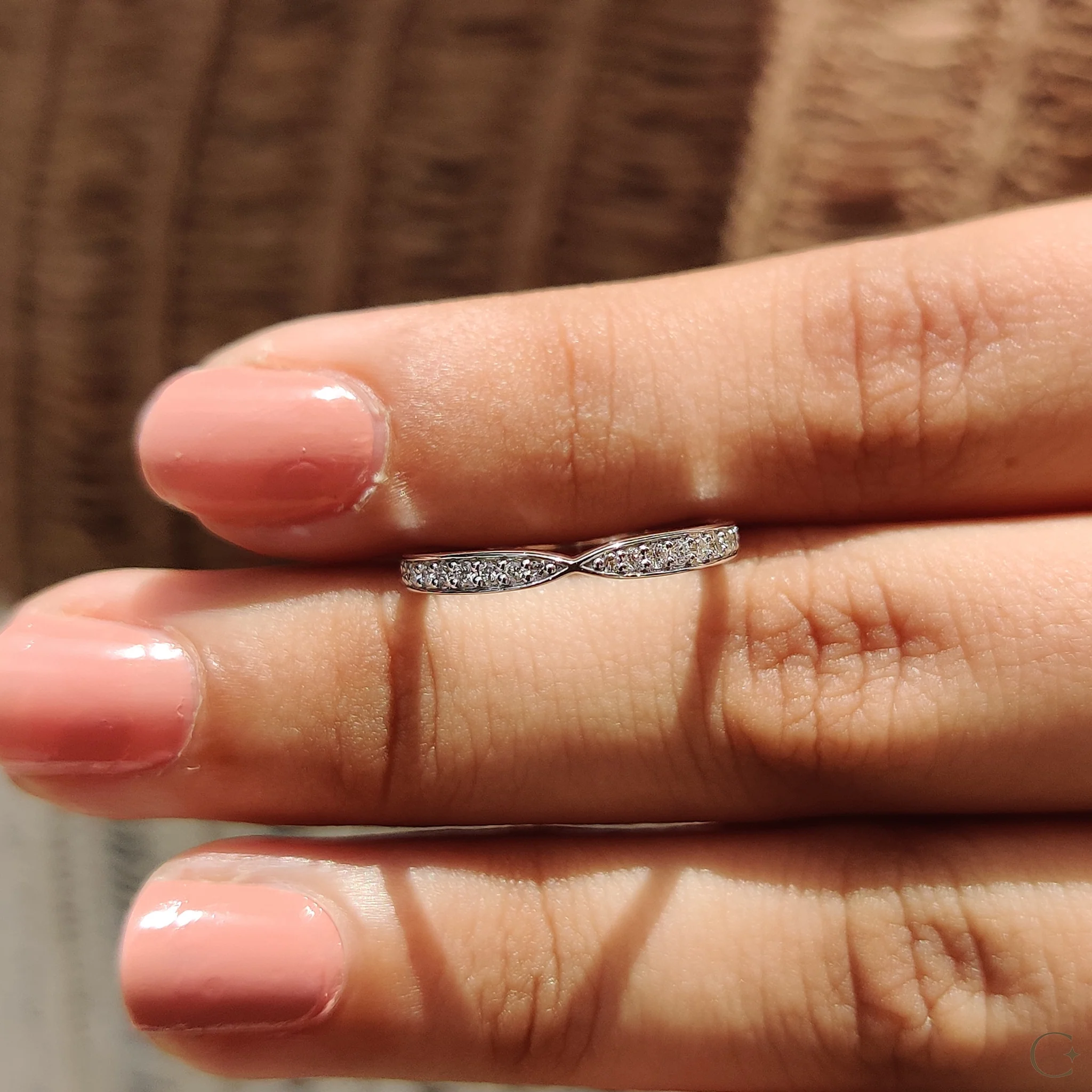 Round Cut Pave Diamond Wedding Band - Image 7