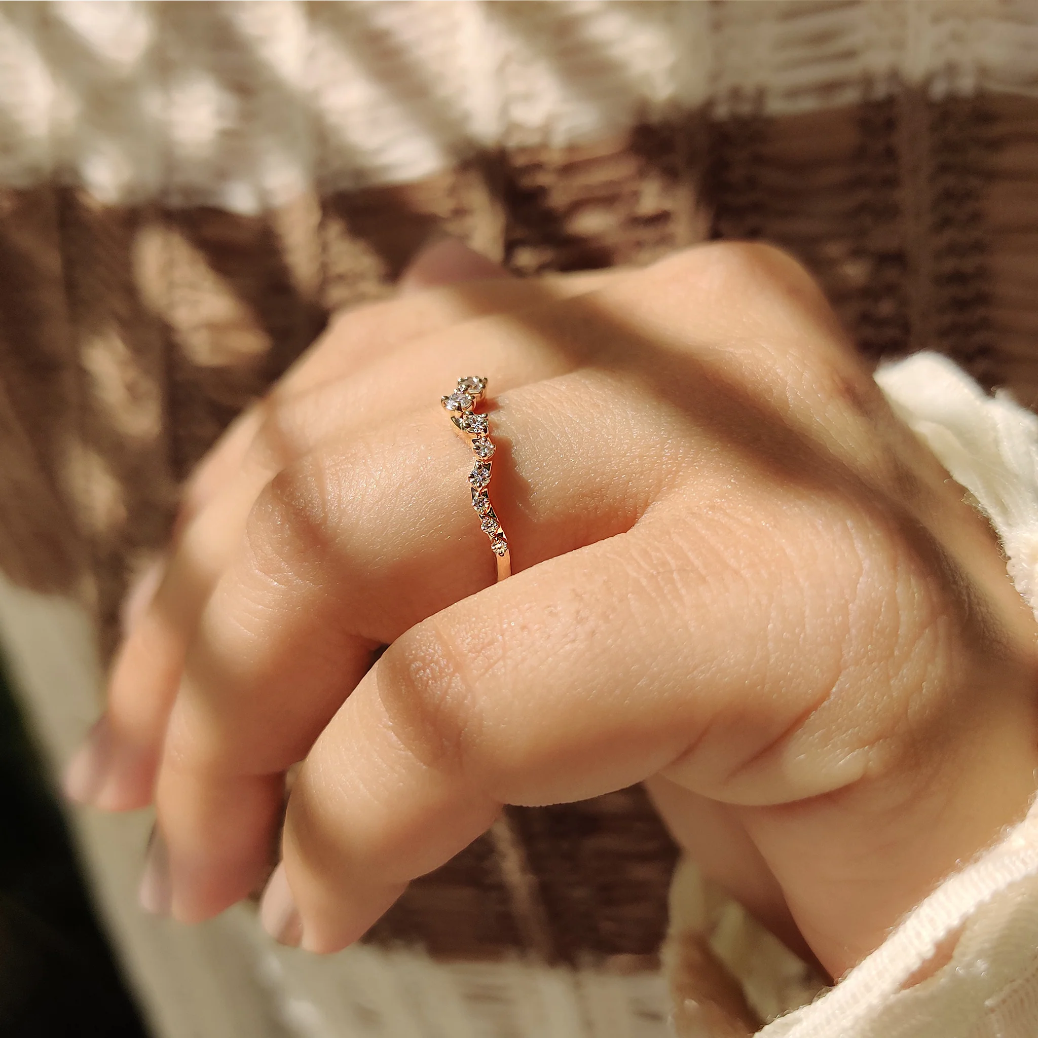 Rose Gold Diamond Wedding band With Curved Style - Image 3