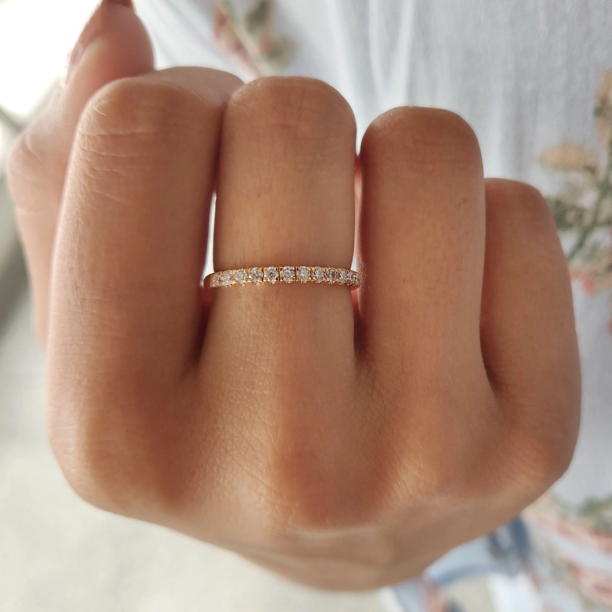 Round Cut Rose Gold Moissanite Wedding Band - Image 2