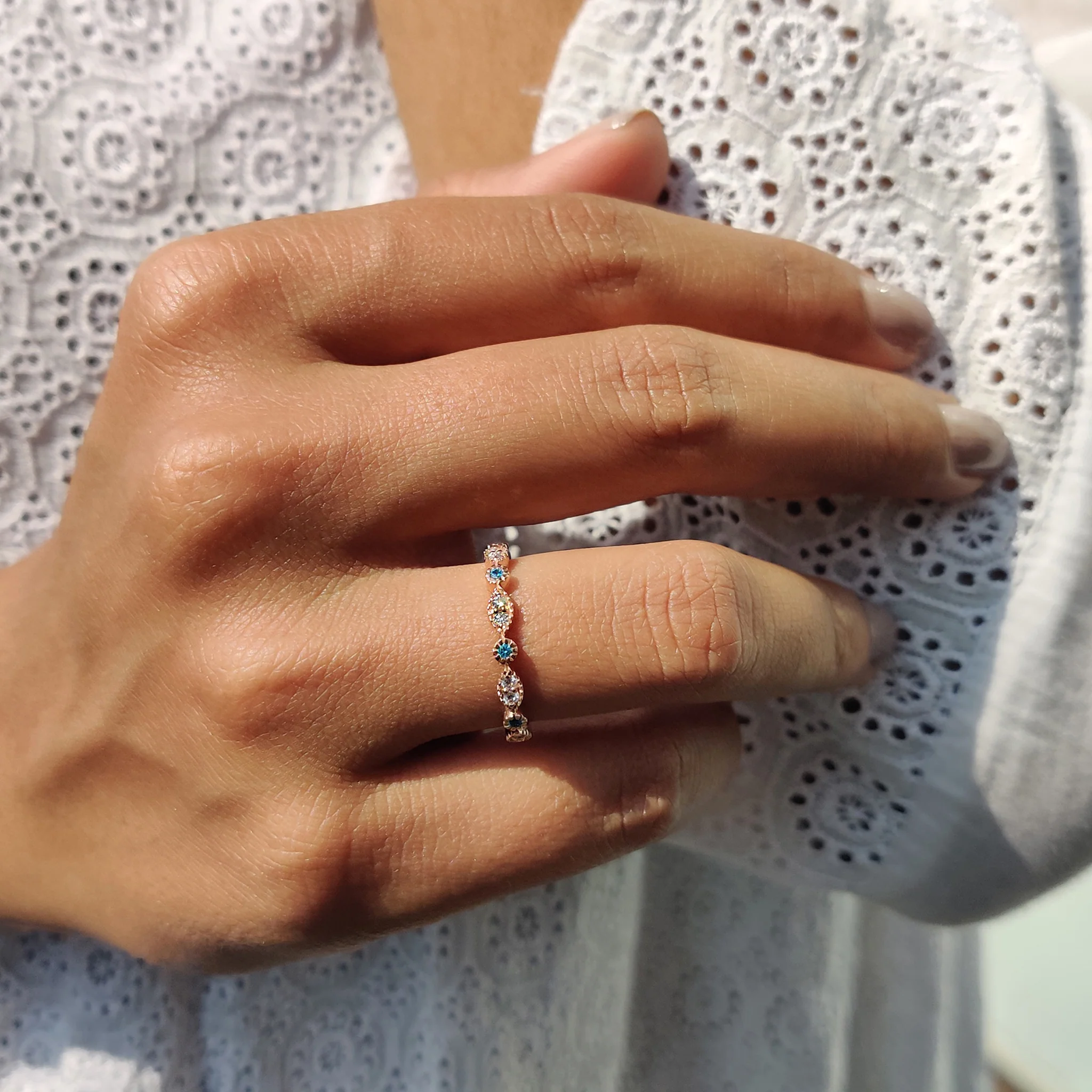 Round Cut Rose Gold Wedding Band - Image 3