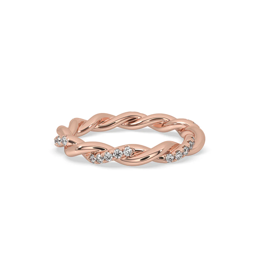 Round Cut Twisted Diamond Wedding Band