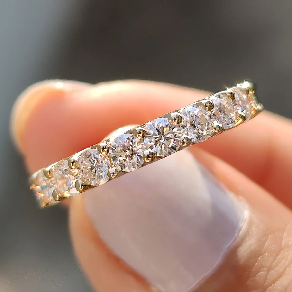 Round Cut Wedding Band In Eternity Style