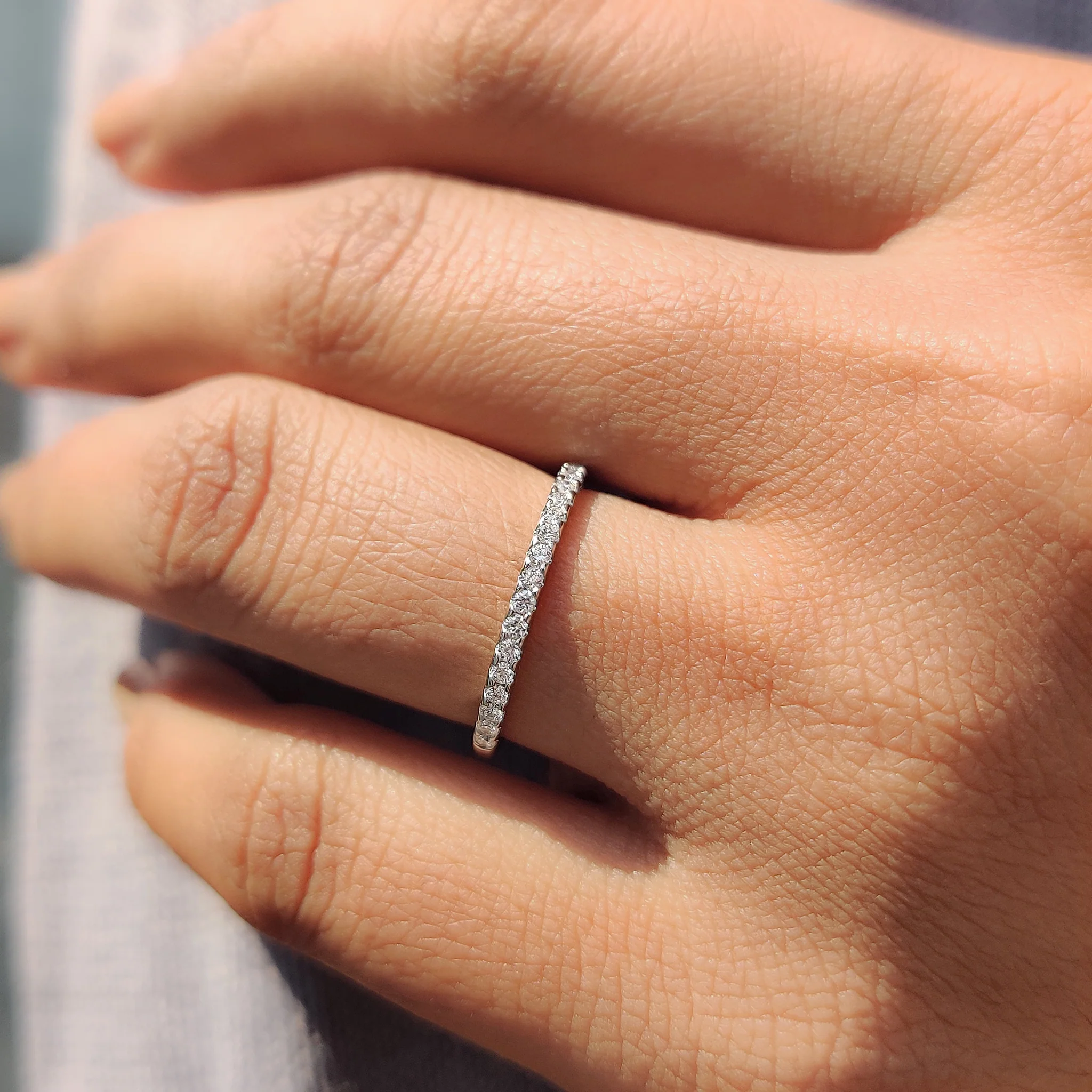 Round Cut Wedding Band In Half Eternity Style - Image 2