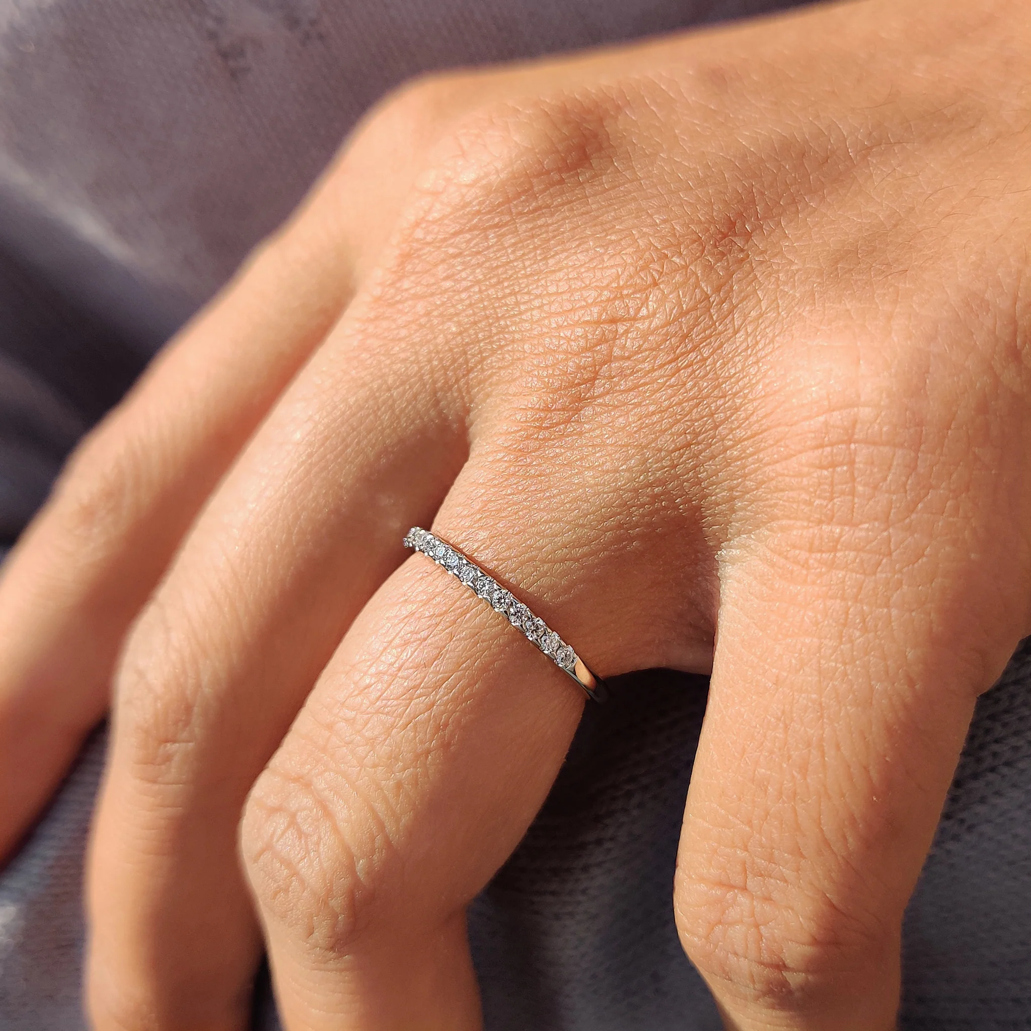 Round Cut Wedding Band In Half Eternity Style - Image 5