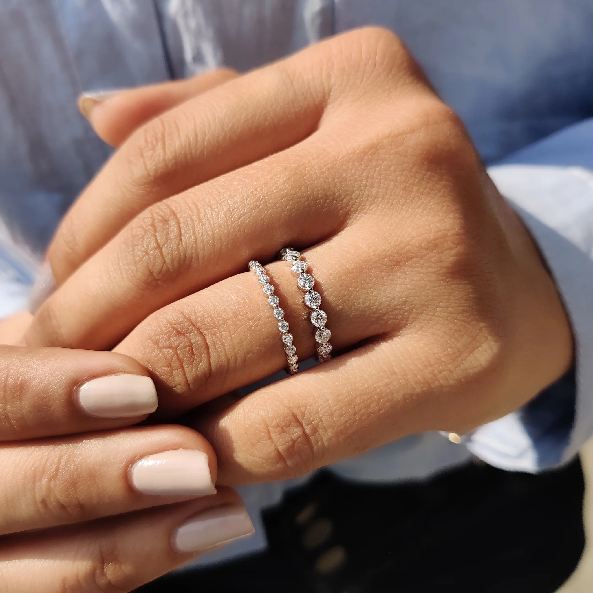 Half Eternity Round cut wedding band - Image 9