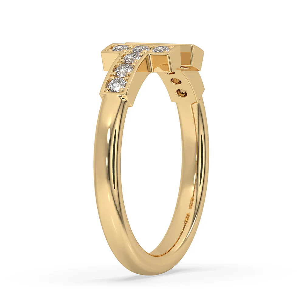 Round Cut Yellow Gold Diamond Wedding Band - Image 3