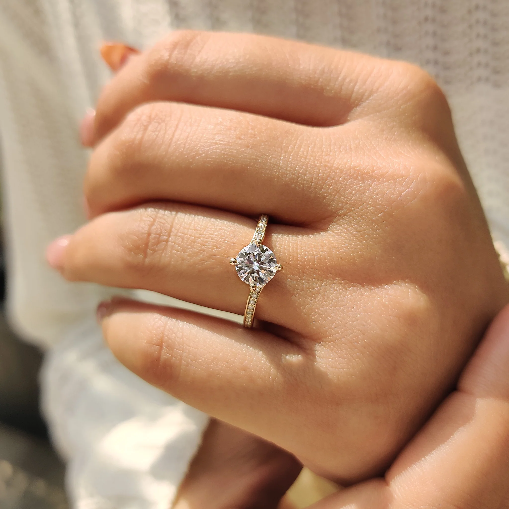 Round Diamond Bypass Ring Setting In Pave Style - Image 9