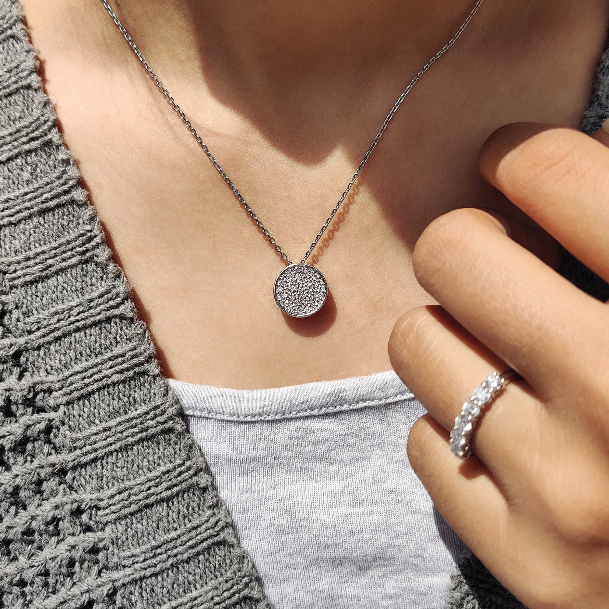 Lab Grown Round Diamond Cluster Pendant - Image 7