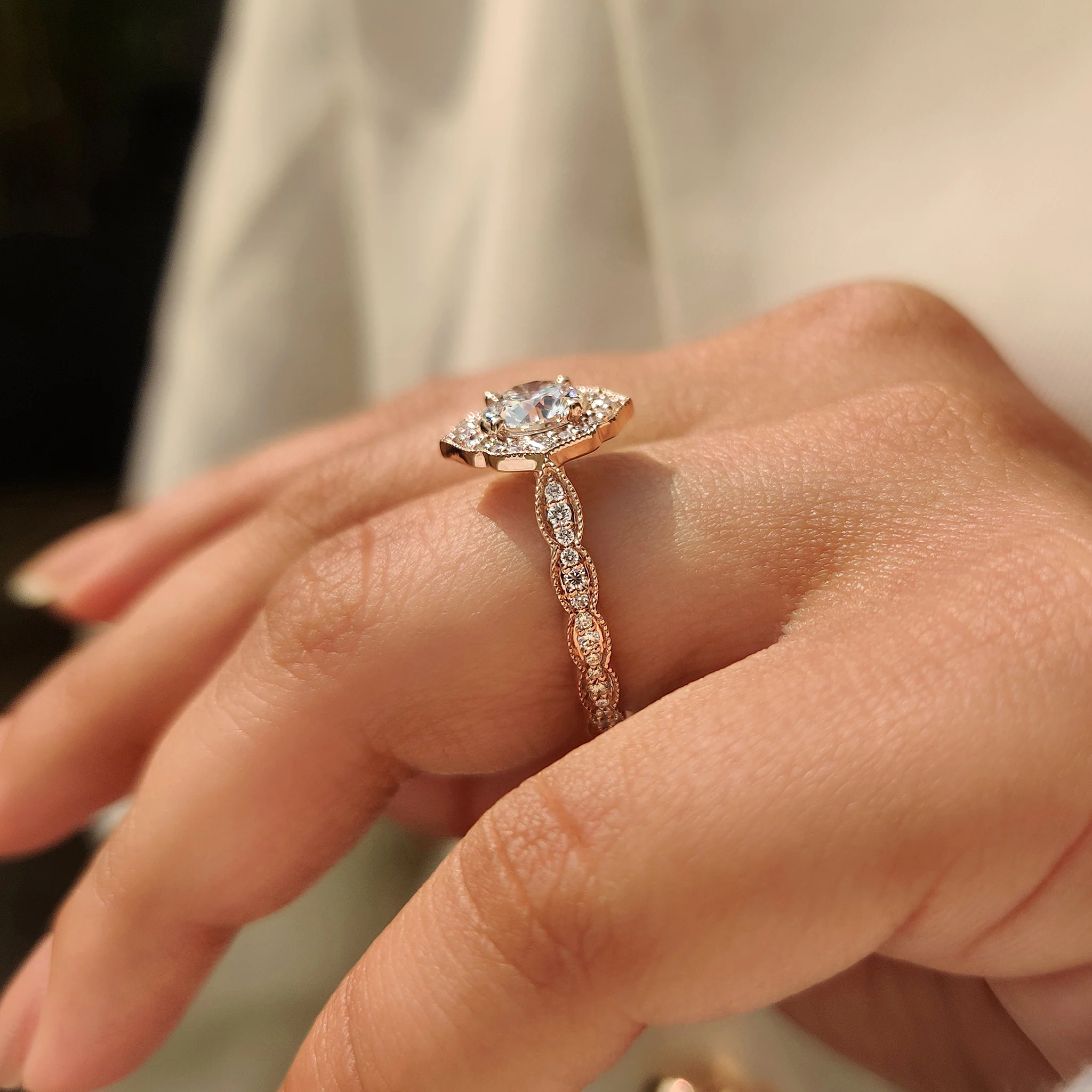 Round Diamond Engagement Ring in Halo Style - Image 3