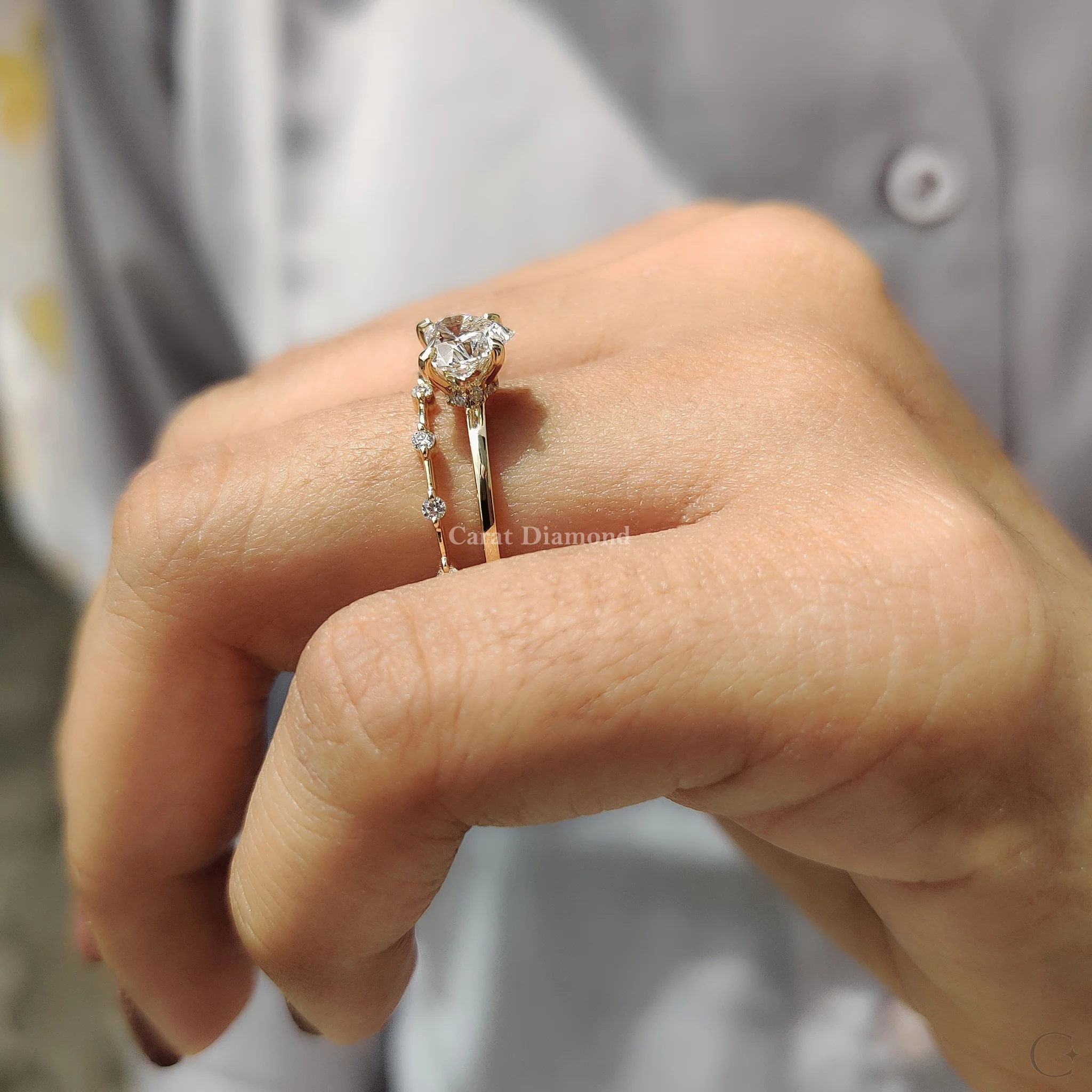 Round Diamond Eternity Band in Distance Pave Style - Image 6