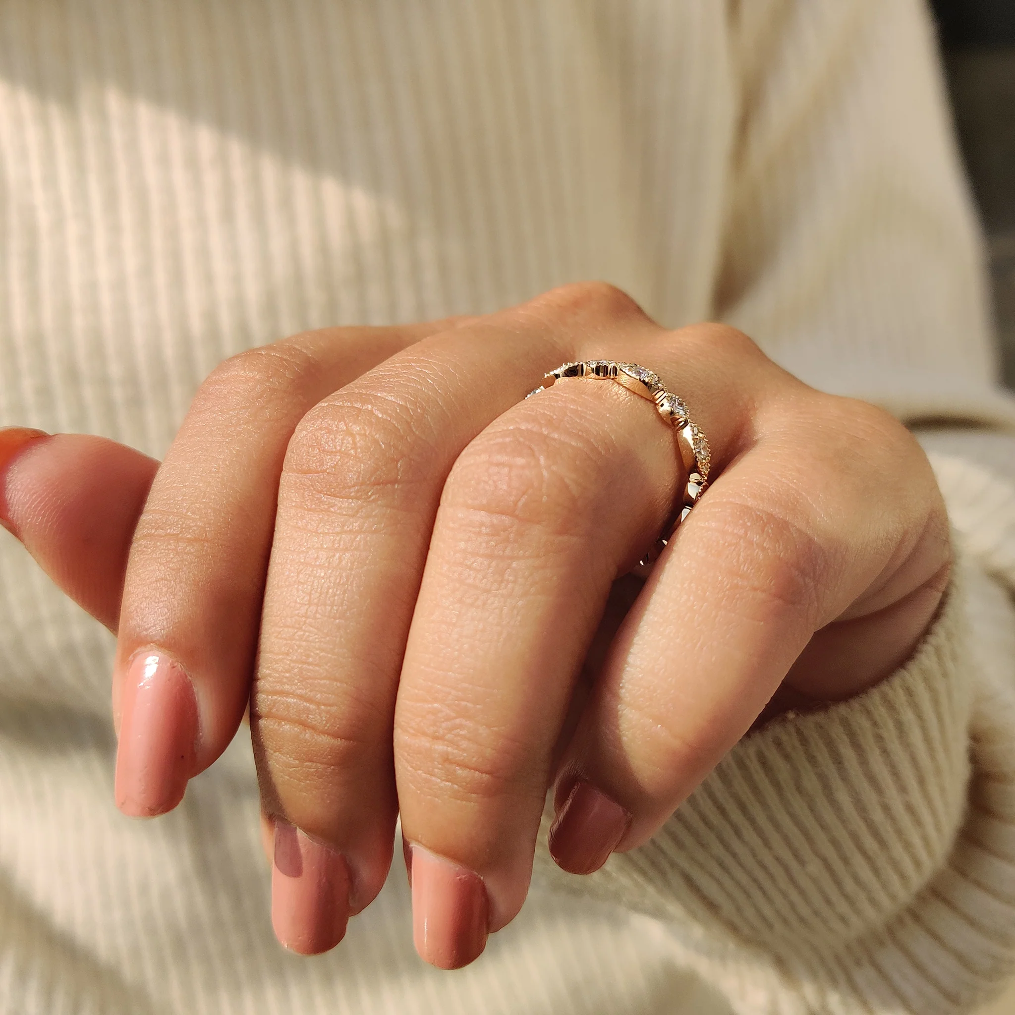 Round Cut Milgrain Wedding Band - Image 5