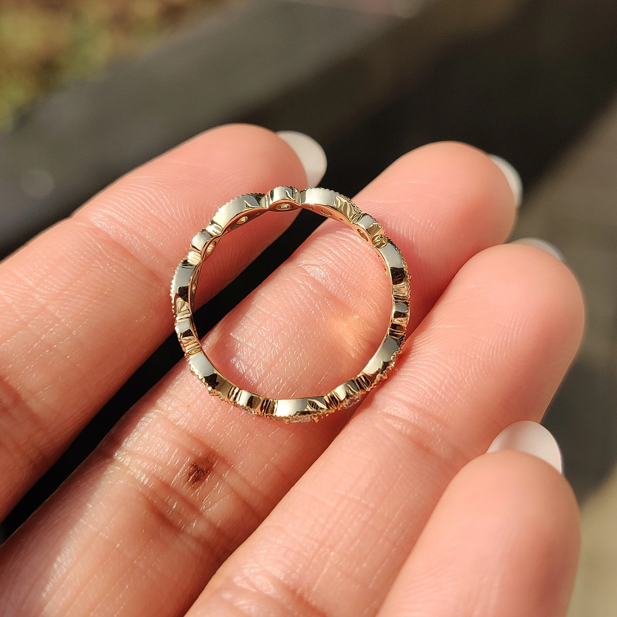 Round Cut Milgrain Wedding Band - Image 9