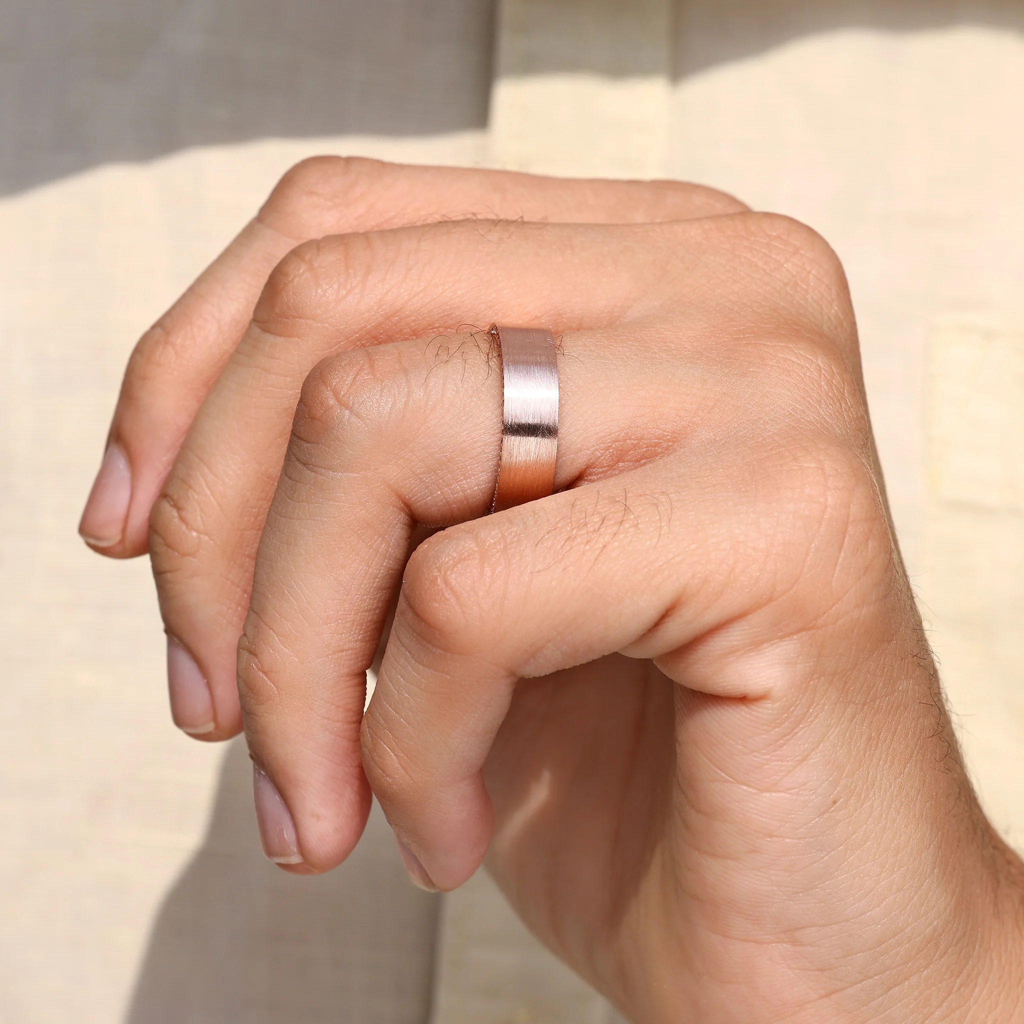 Round Diamond Matte Finish Men's Eternity Ring - Image 10