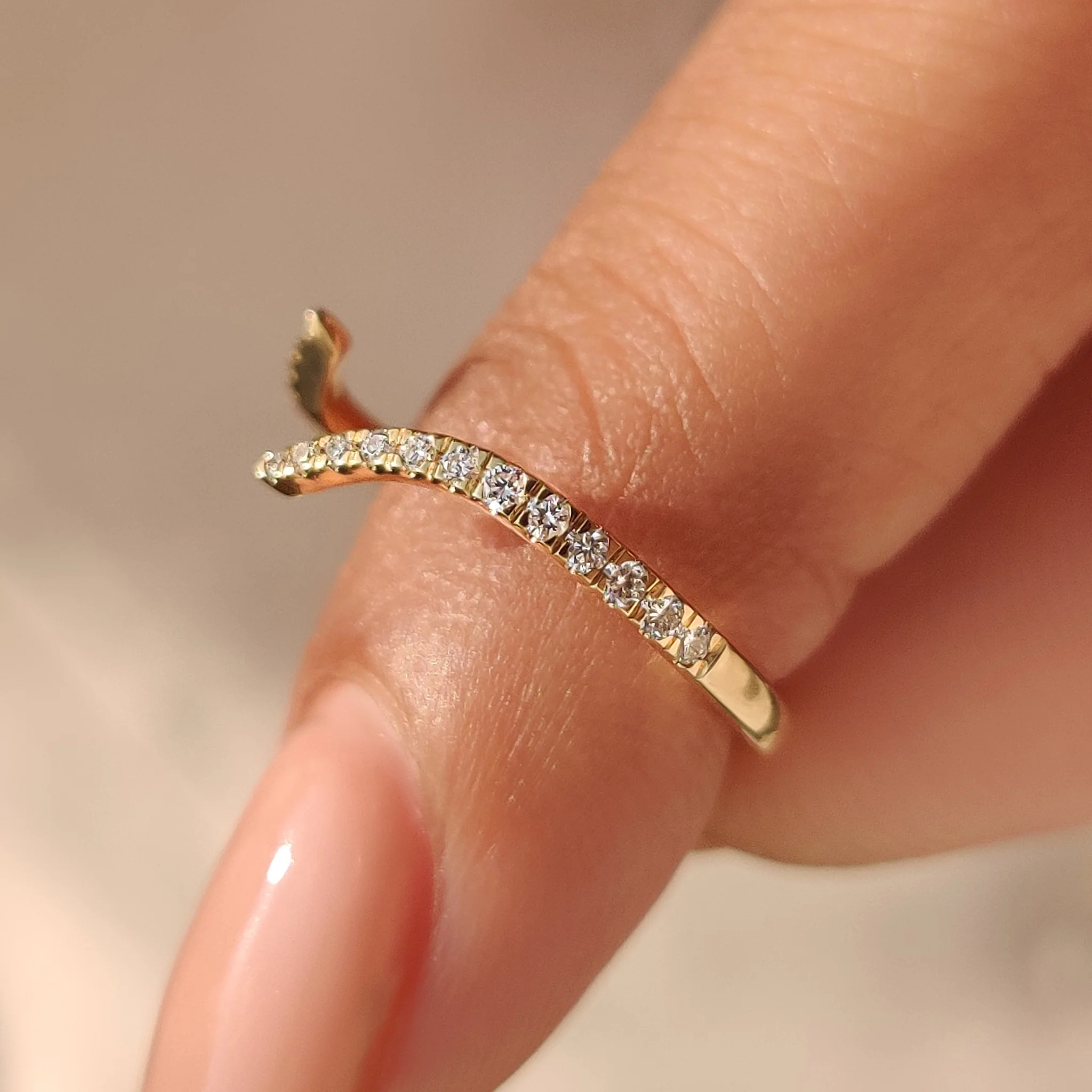 Round Diamond Open Gap Wedding Band - Image 4