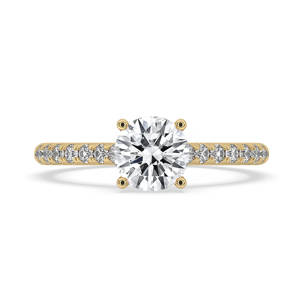 Round Diamond Pave Band Engagement Ring