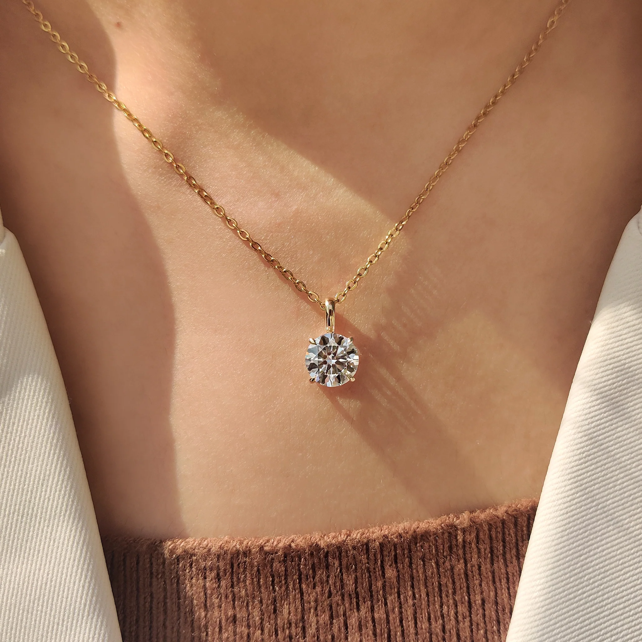 Round Diamond Pendant In Solitaire Setting - Image 10