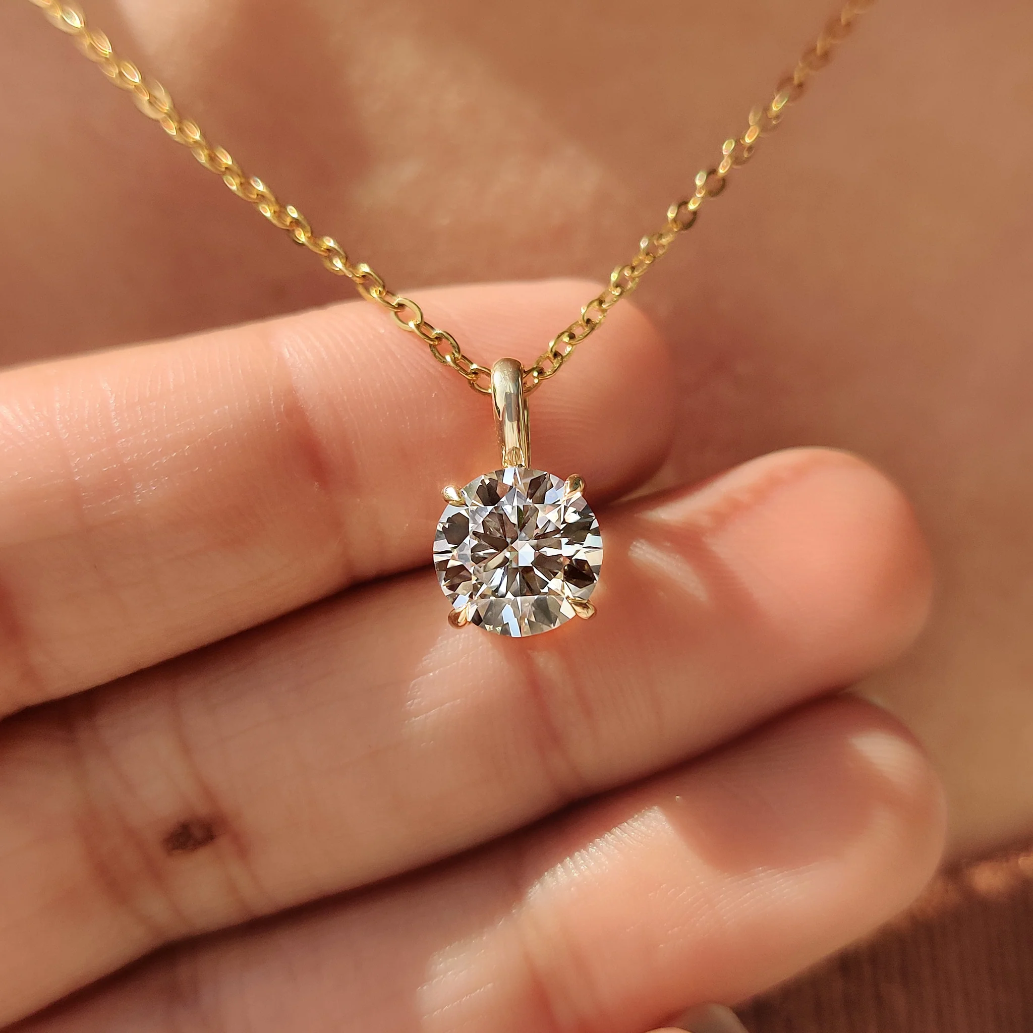 Round Diamond Pendant In Solitaire Setting - Image 3