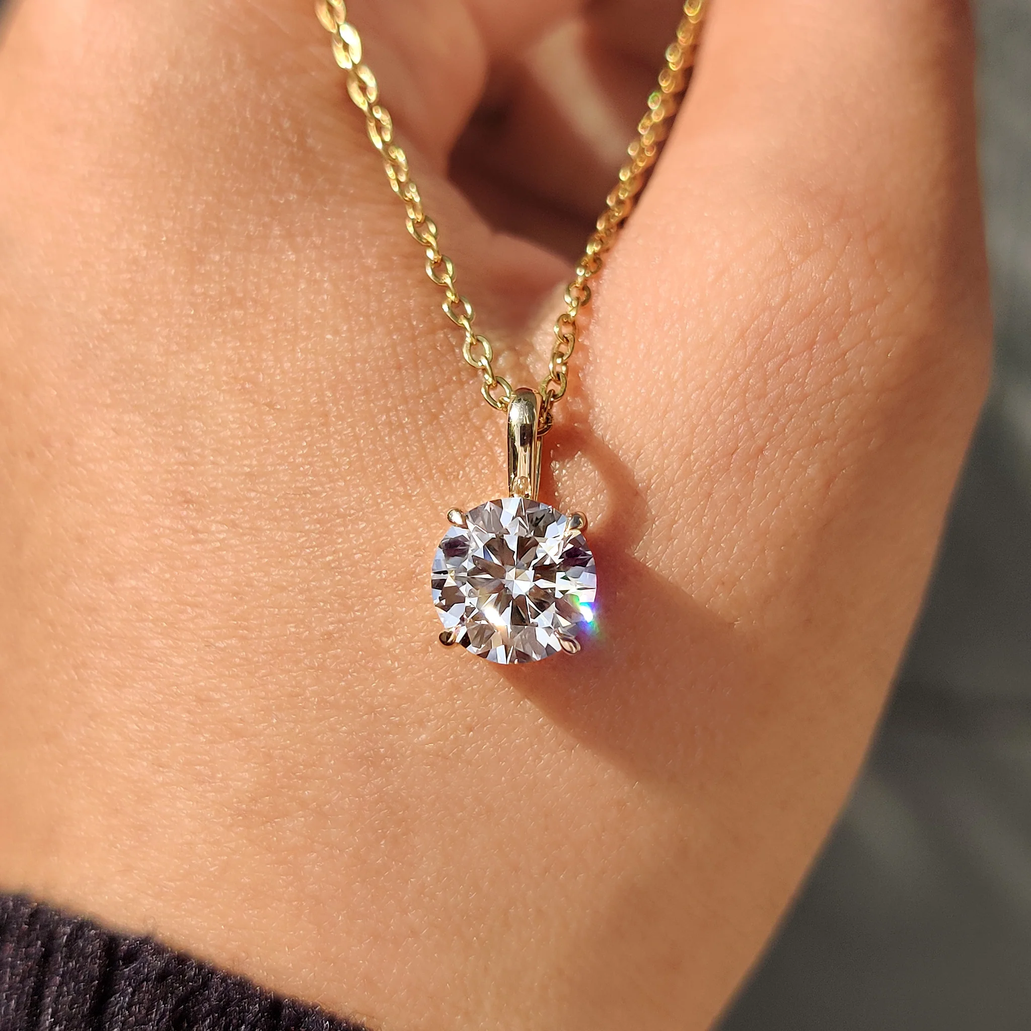 Round Diamond Pendant In Solitaire Setting - Image 5