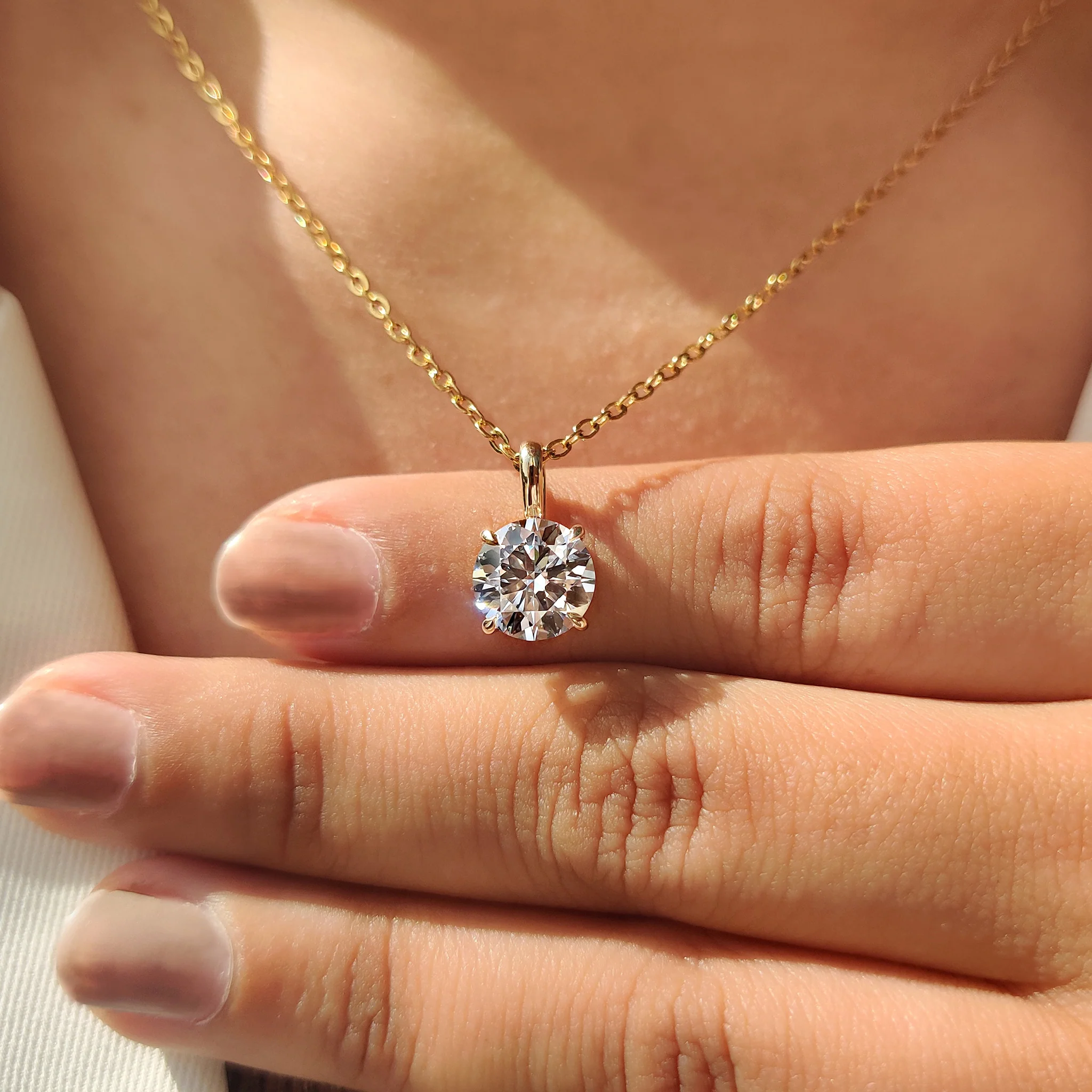 Round Diamond Pendant In Solitaire Setting - Image 6