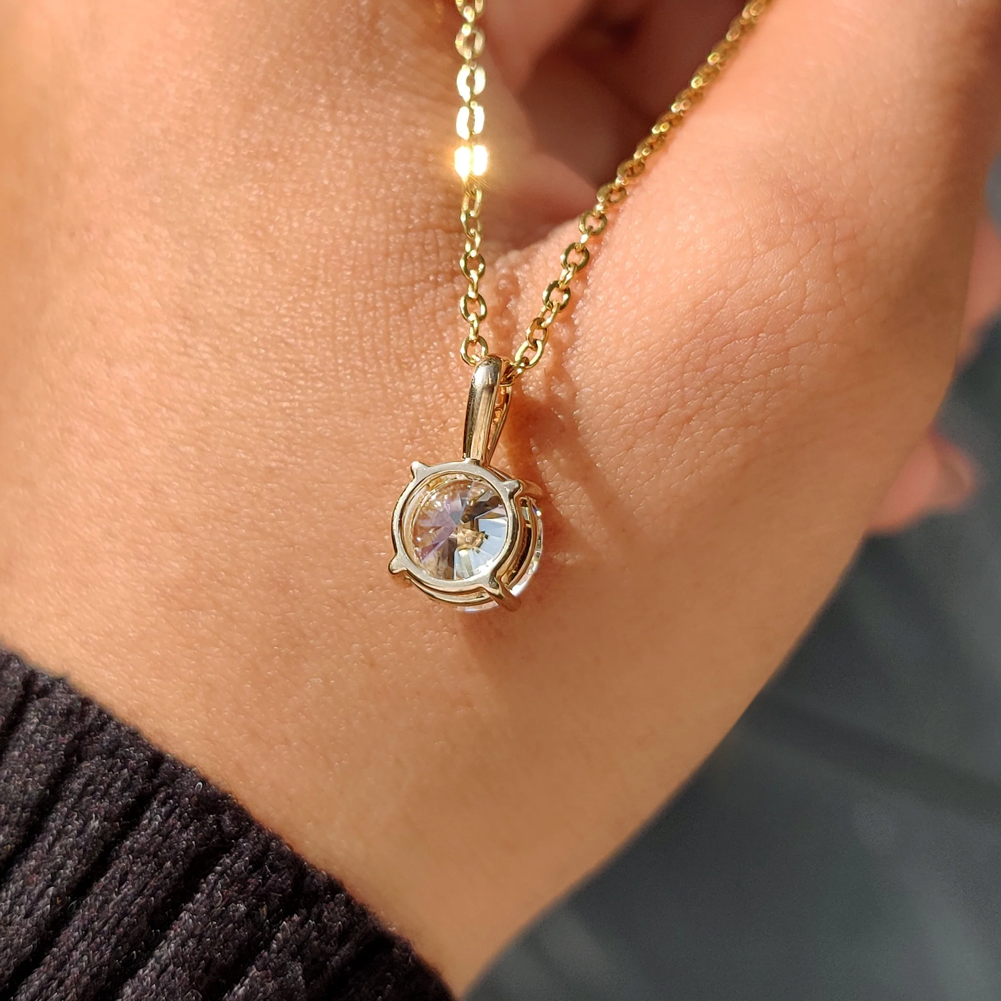 Round Diamond Pendant In Solitaire Setting - Image 7