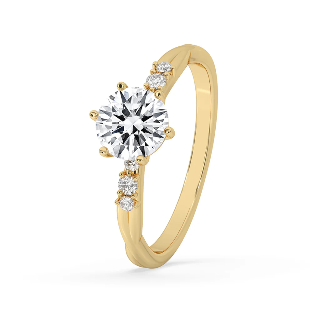 Round Diamond Ring with Round Side Stone - Image 2