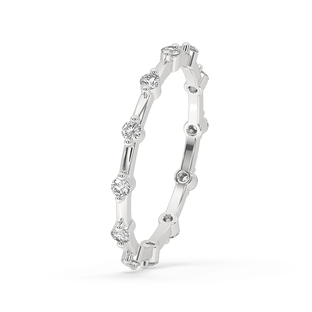 Round Diamond Wedding Band – Double Row Pave - Image 3