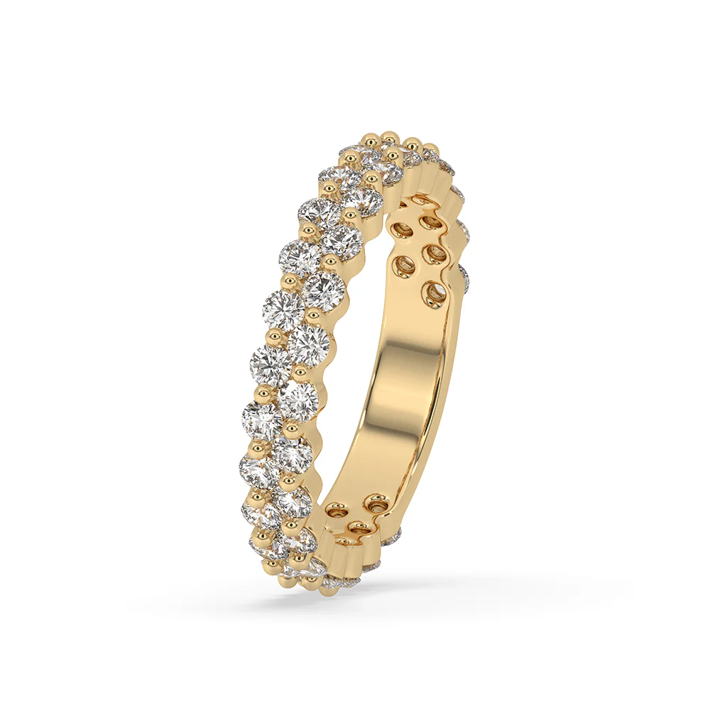 Round Diamond Wedding Band – Double Row Pave - Image 3