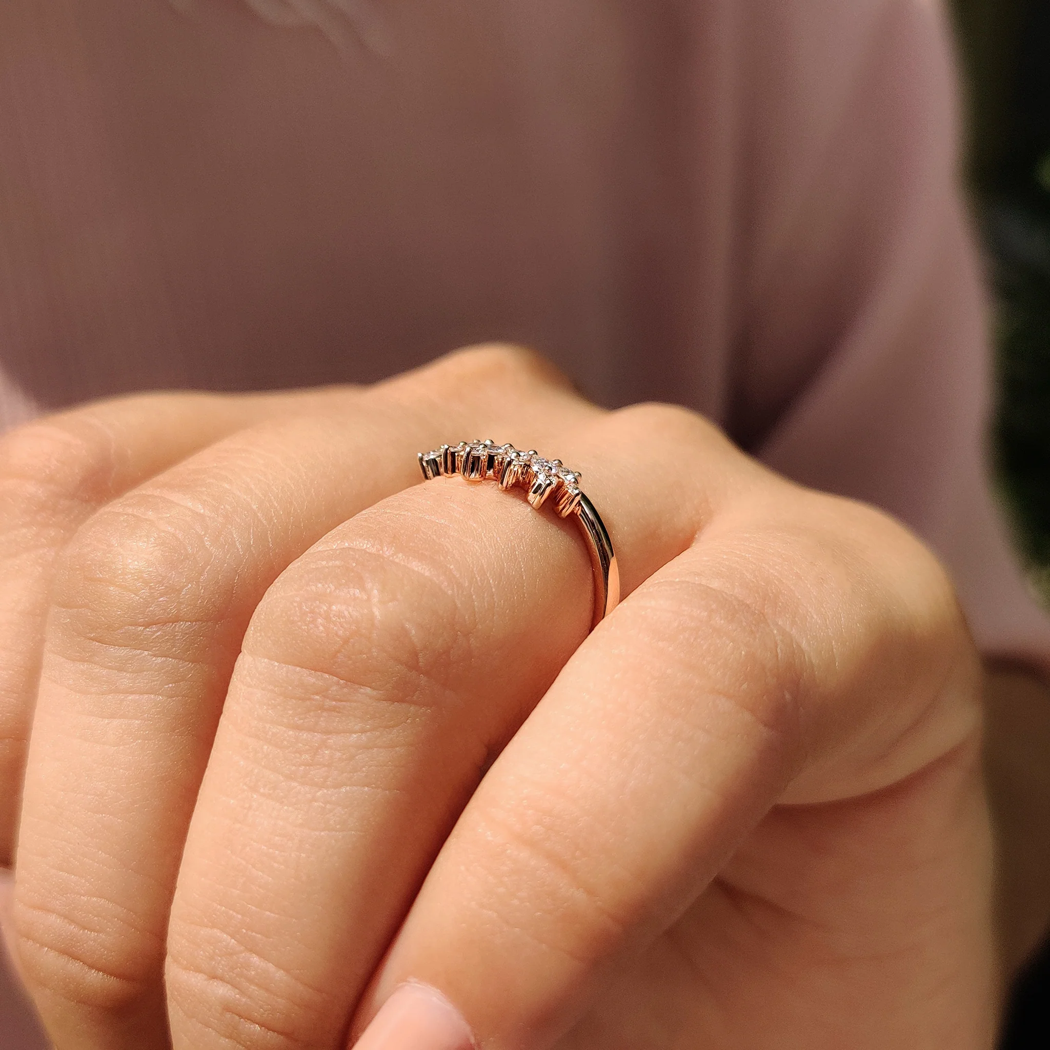 Round Diamond Wedding Band In Tiara Style - Image 5