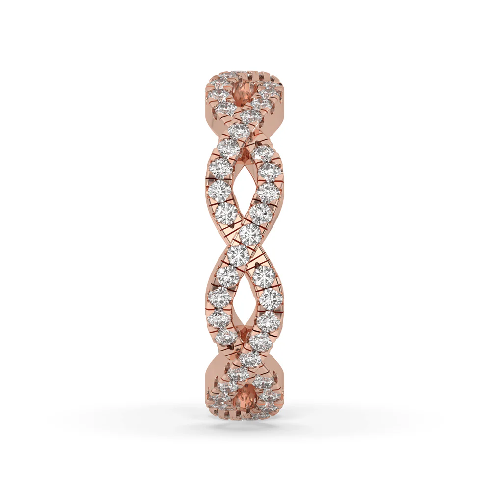 Round Diamond Wedding Band - Twisted Pave Design - Image 4