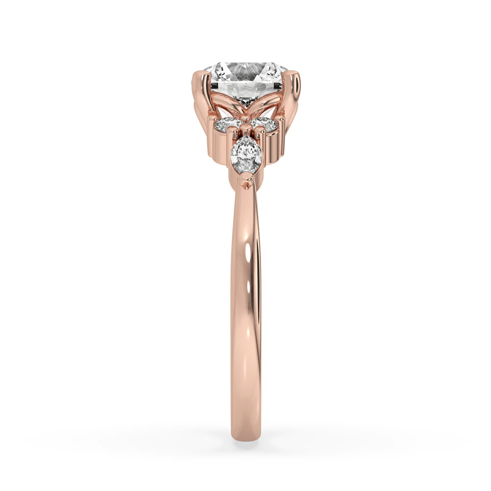 Round Diamond With 4 Round Side Stones Ring - Image 4