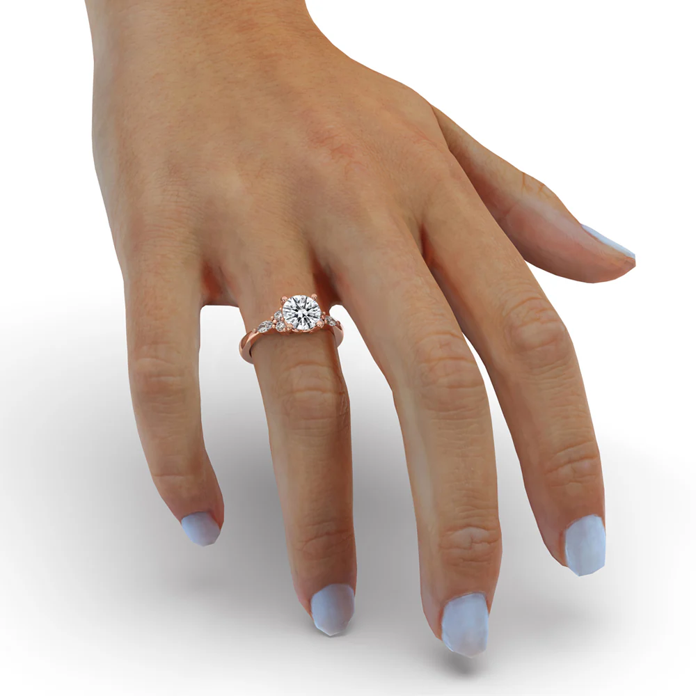 Round Diamond With 4 Round Side Stones Ring - Image 5