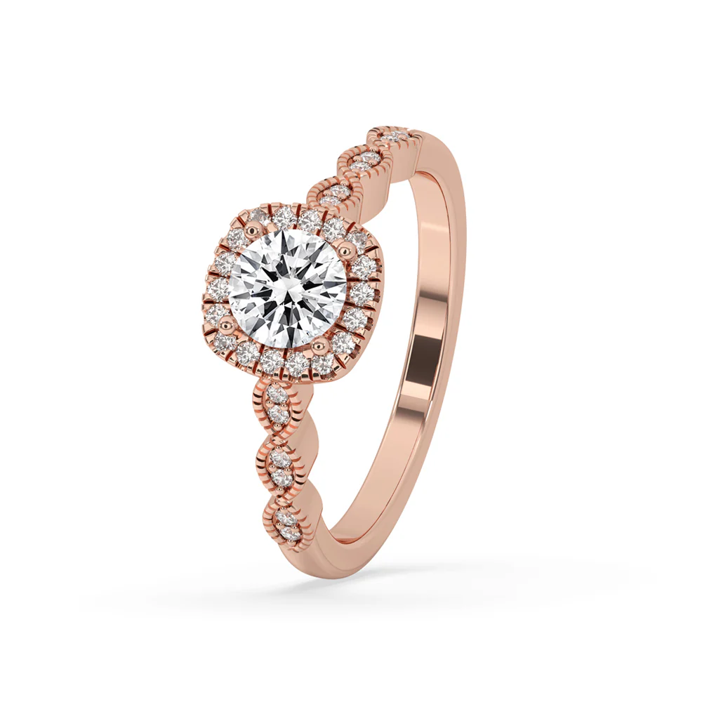 Round Halo Engagement Ring With Side Stones - Image 2