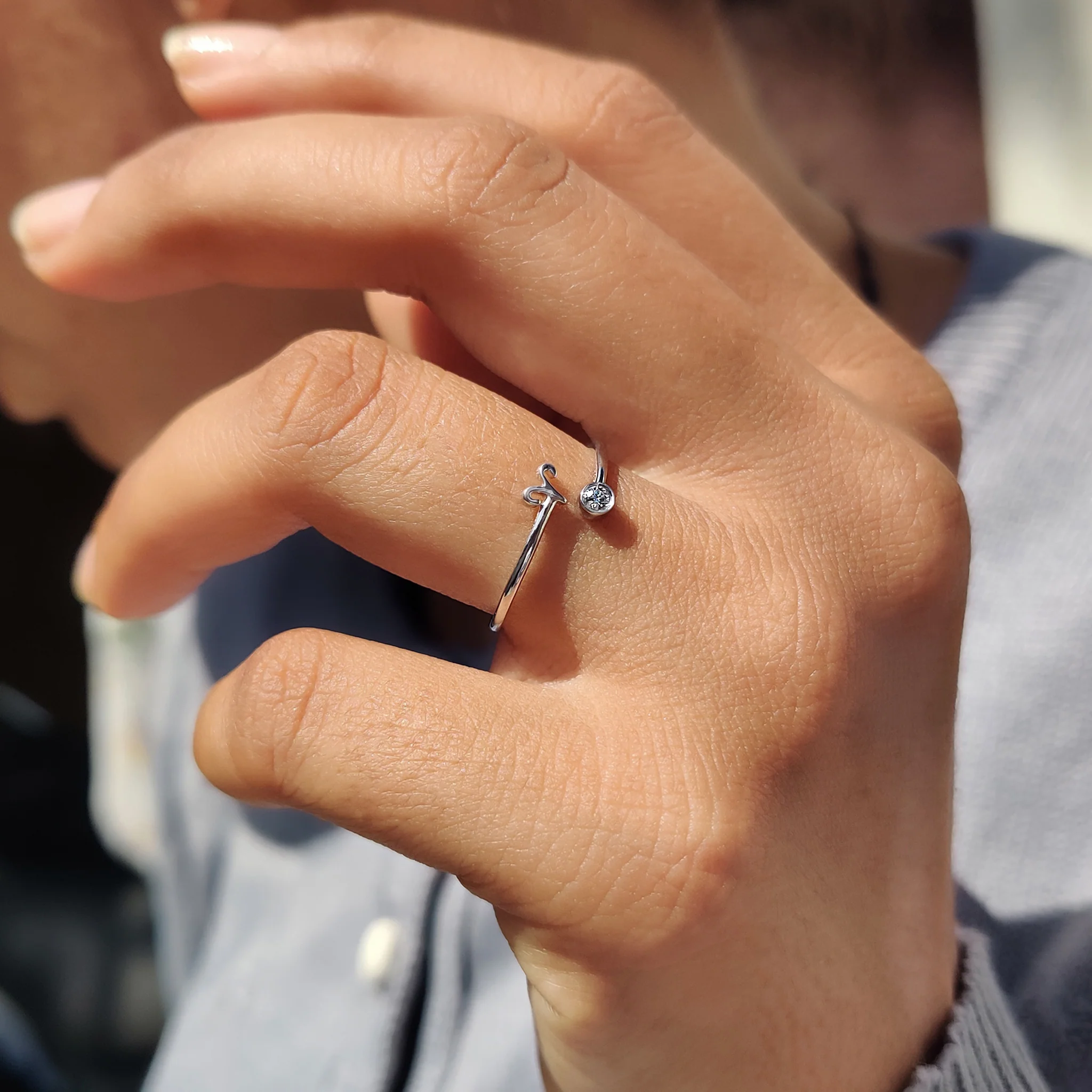 Round Moissanite Band With Aries Zodiac Symbol - Image 3