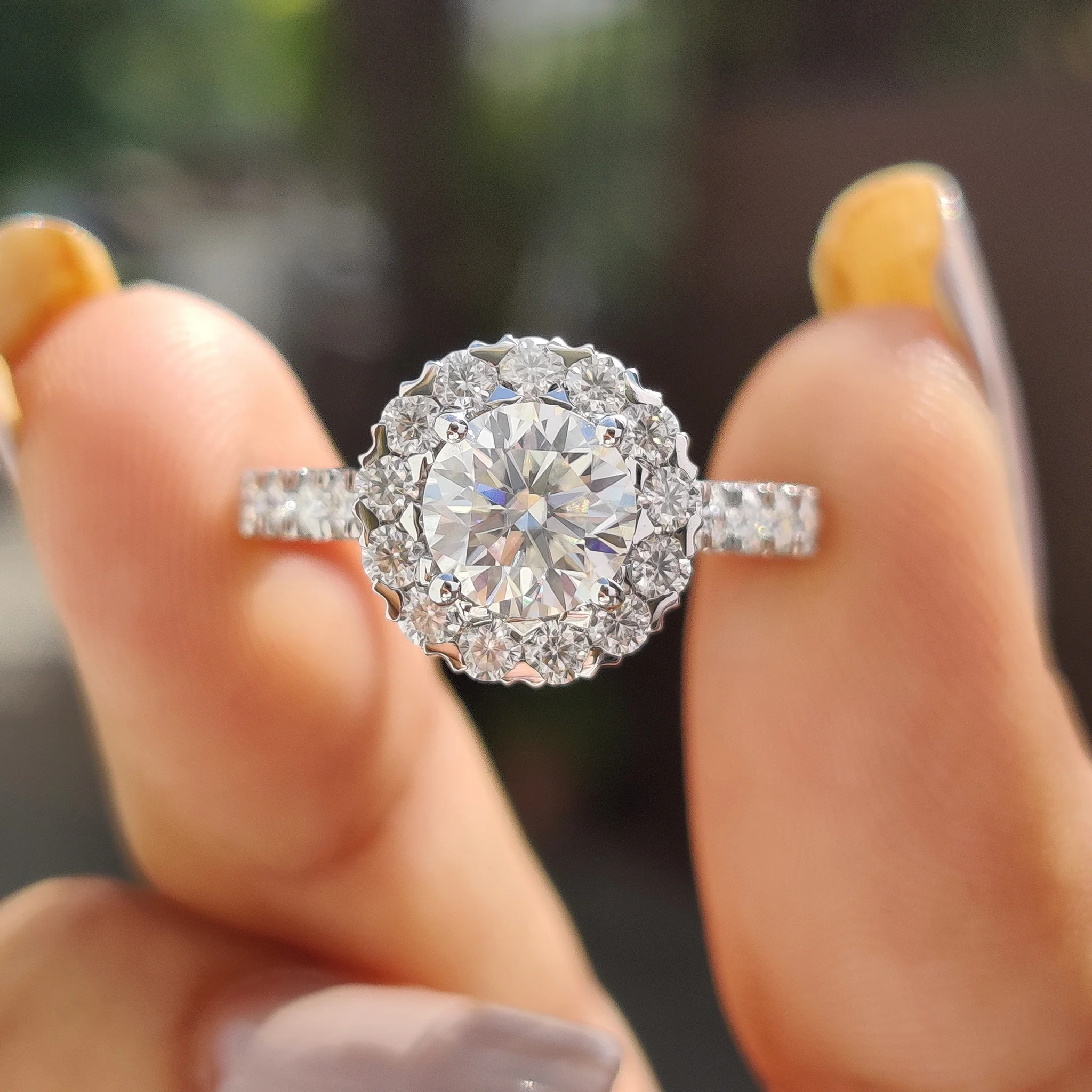 Round Moissanite Halo Engagement Ring