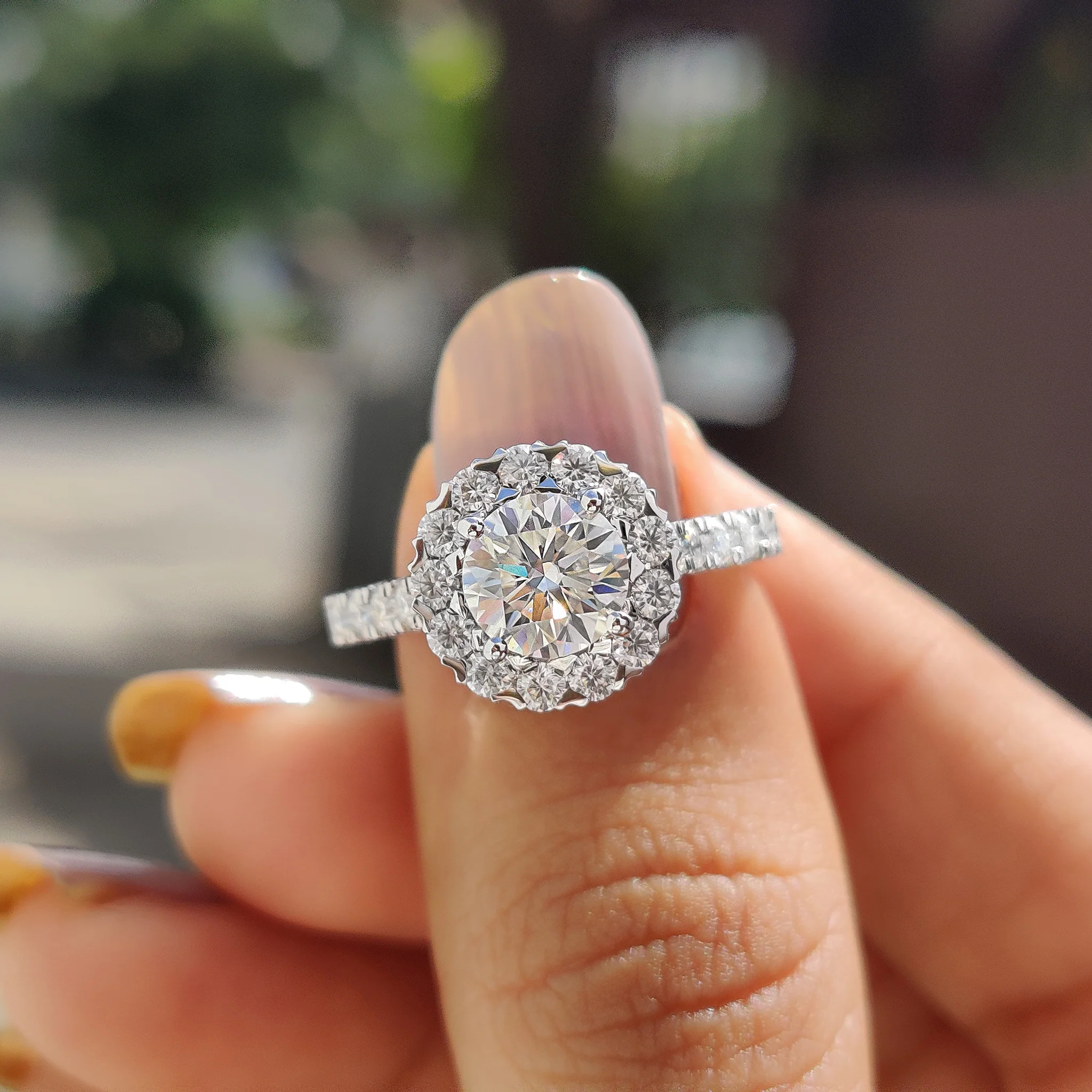 Round Moissanite Halo Engagement Ring - Image 3