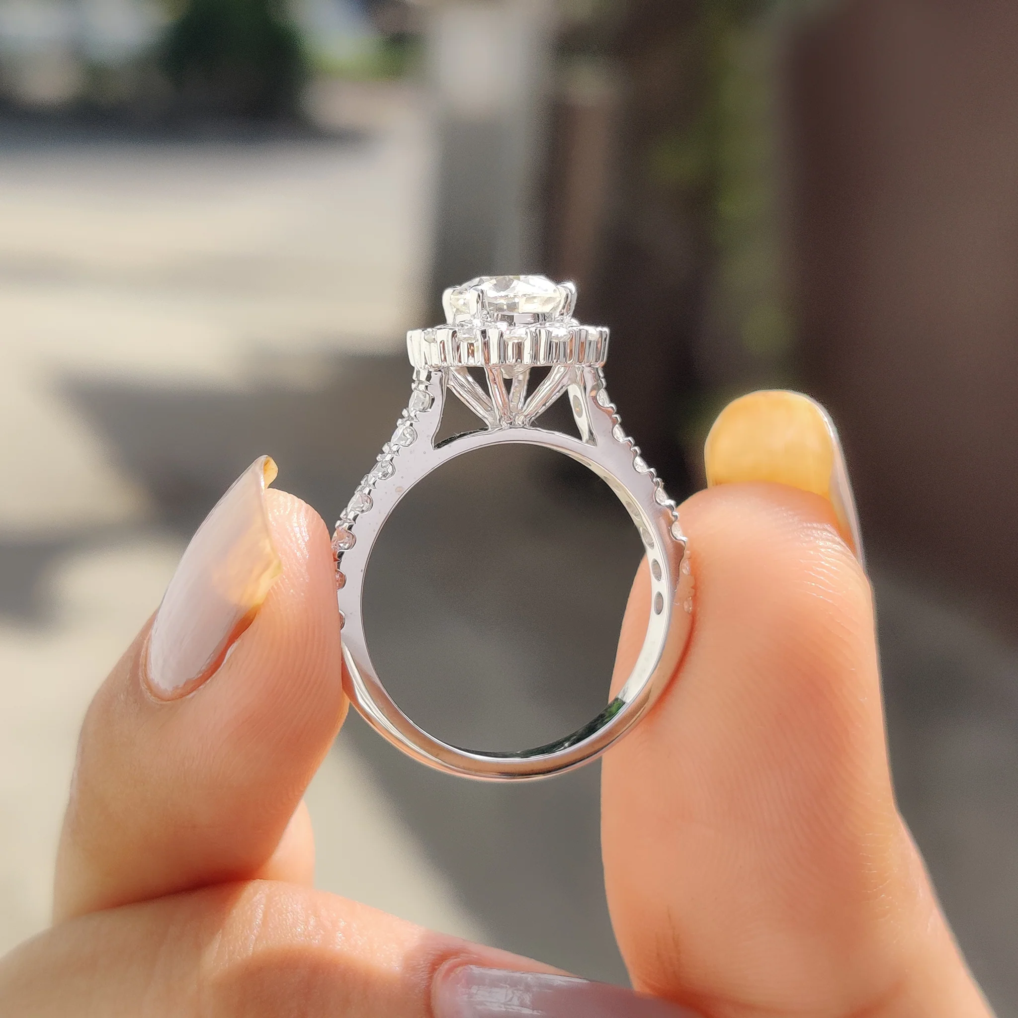 Round Moissanite Halo Engagement Ring - Image 7
